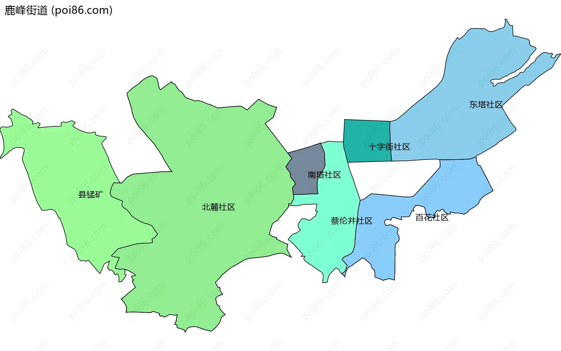 鹿峰街道边界地图(五级行政区划)