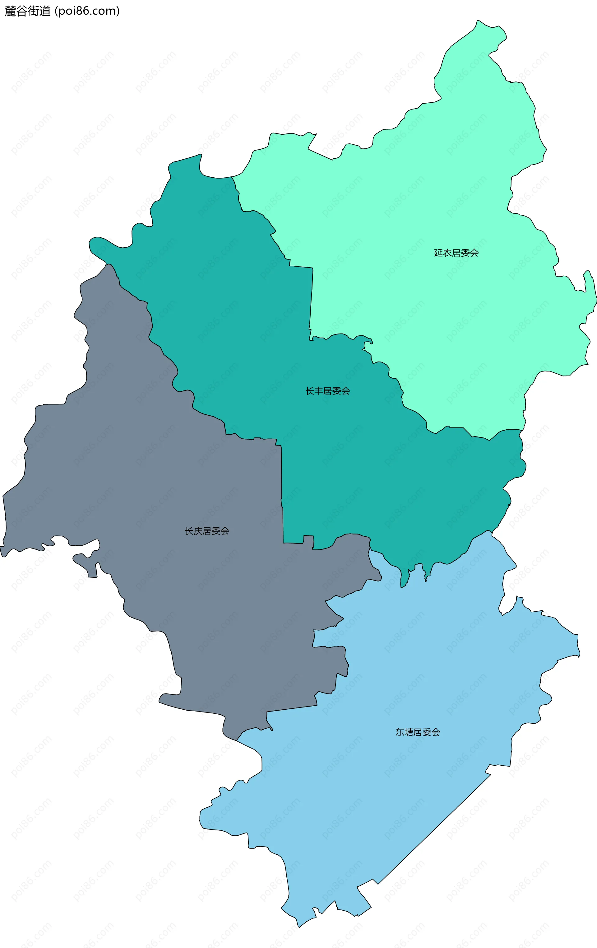 麓谷街道边界地图(五级行政区划)