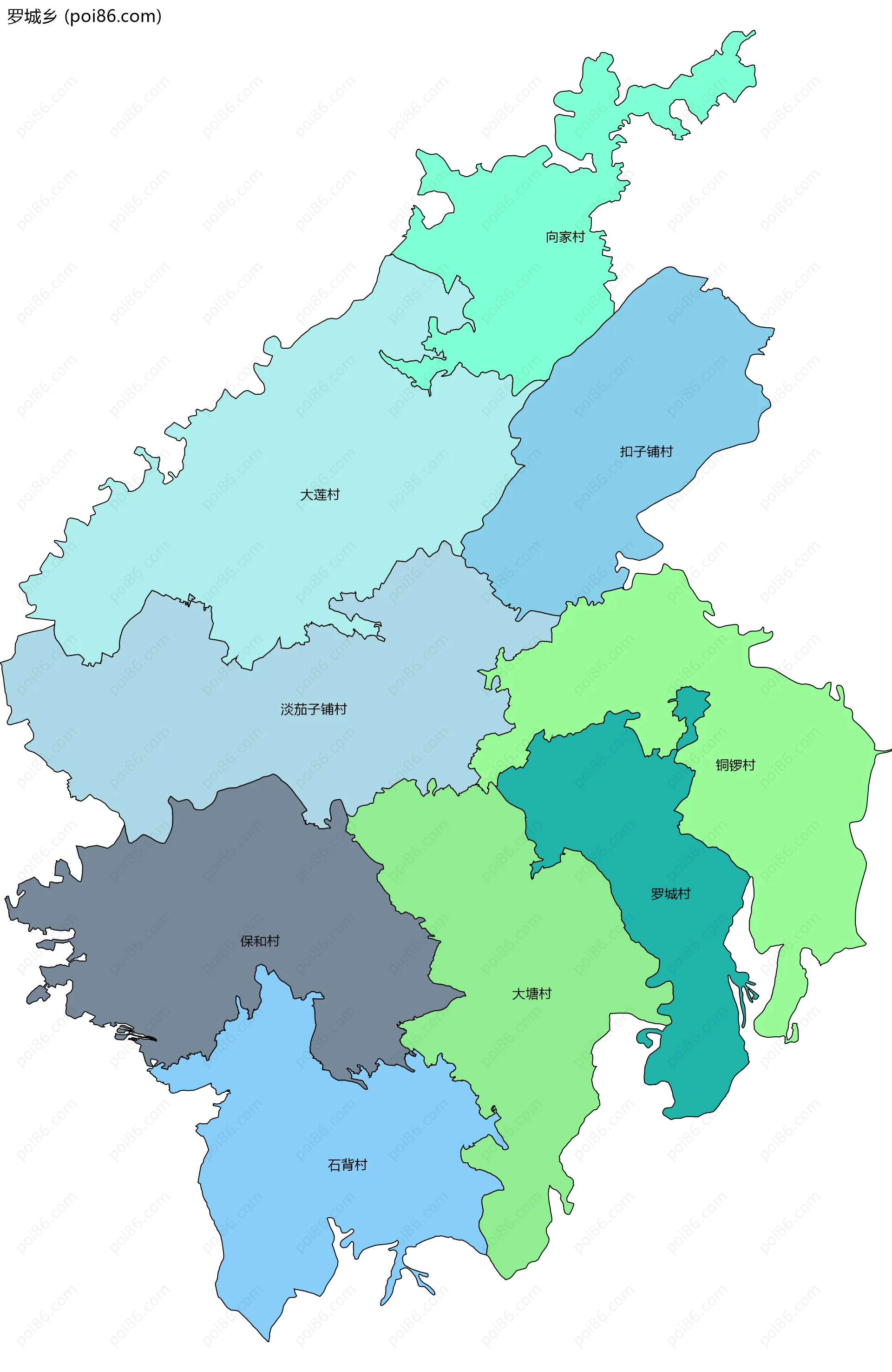 罗城乡边界地图(五级行政区划)
