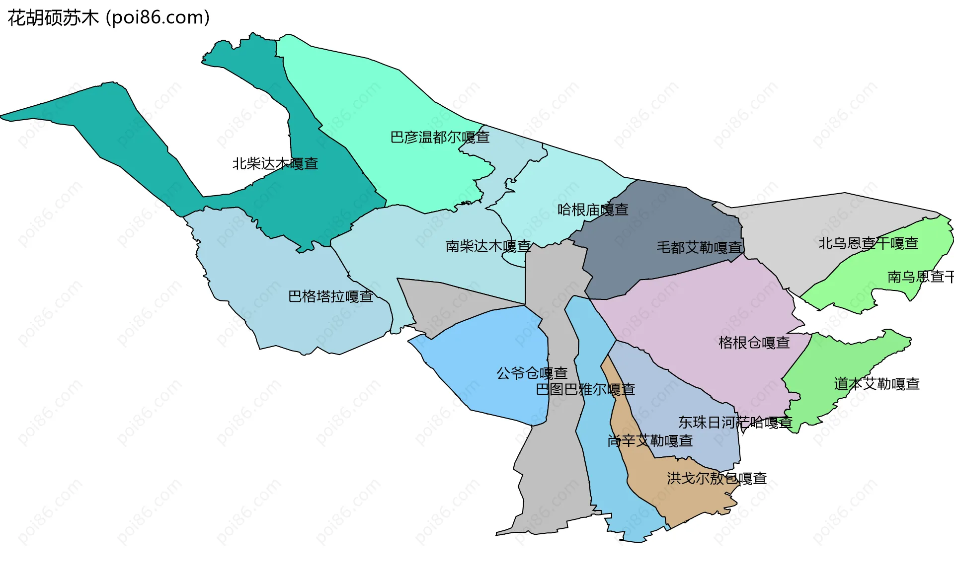 花胡硕苏木边界地图(五级行政区划)