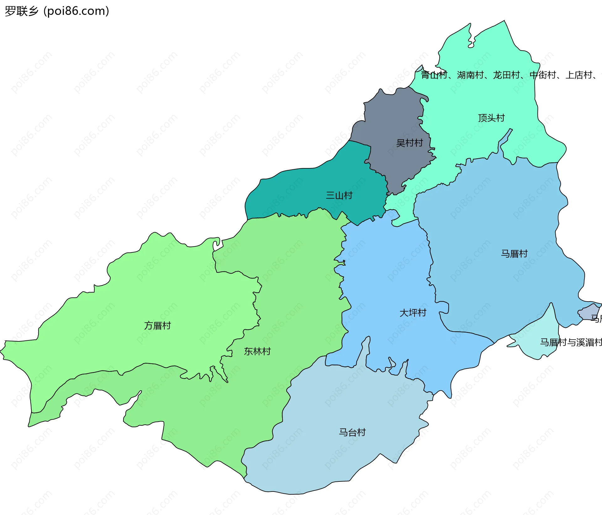 罗联乡边界地图(五级行政区划)
