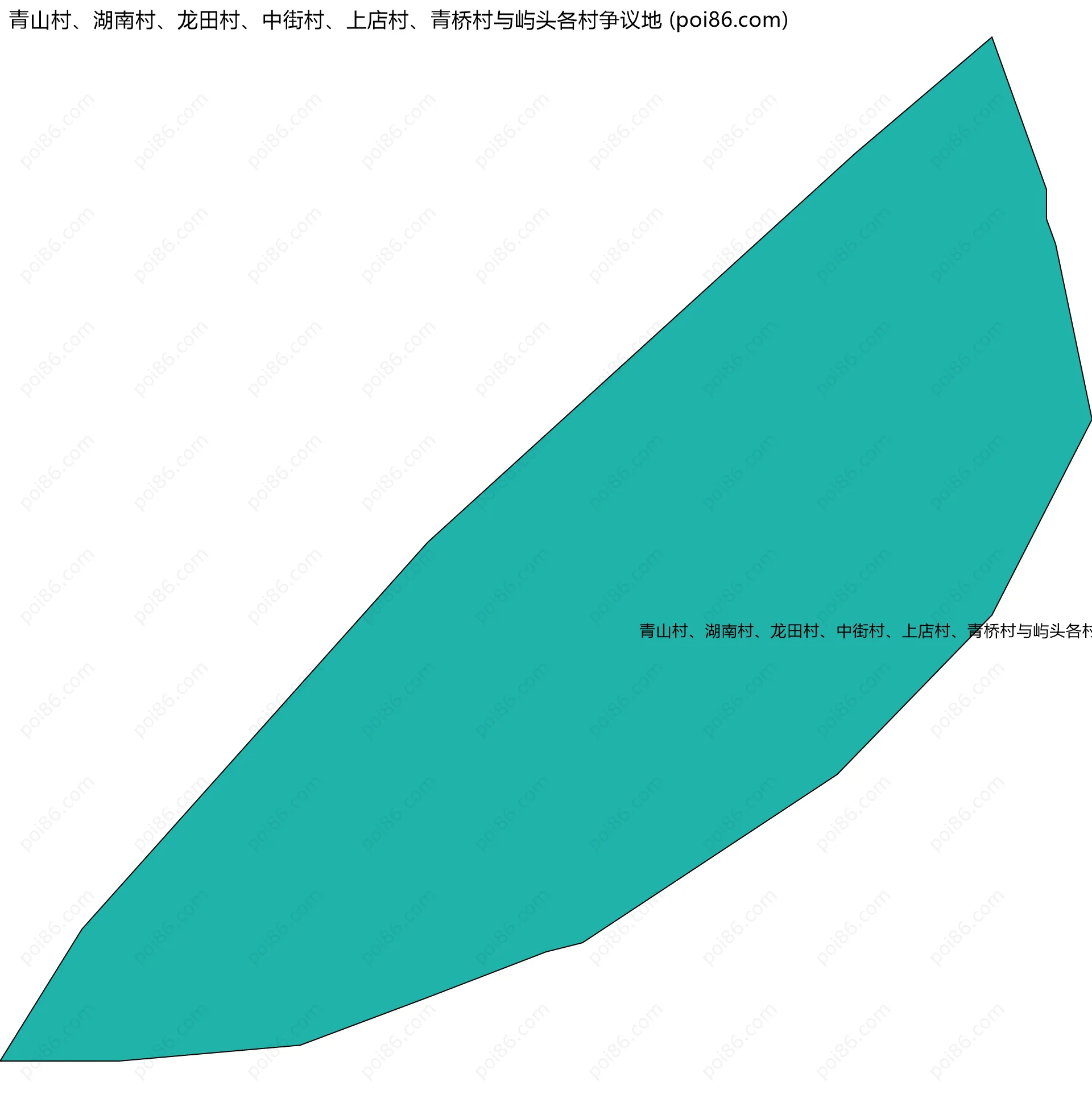青山村、湖南村、龙田村、中街村、上店村、青桥村与屿头各村争议地边界地图