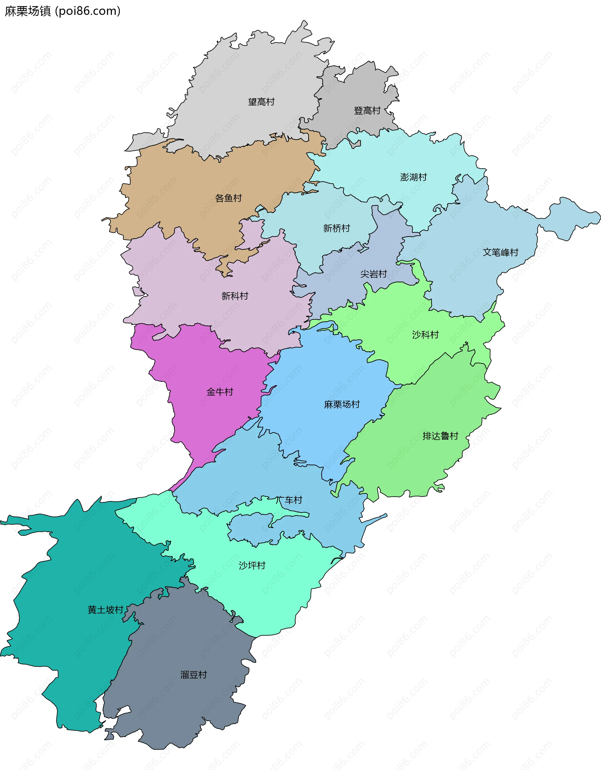 麻栗场镇边界地图(五级行政区划)