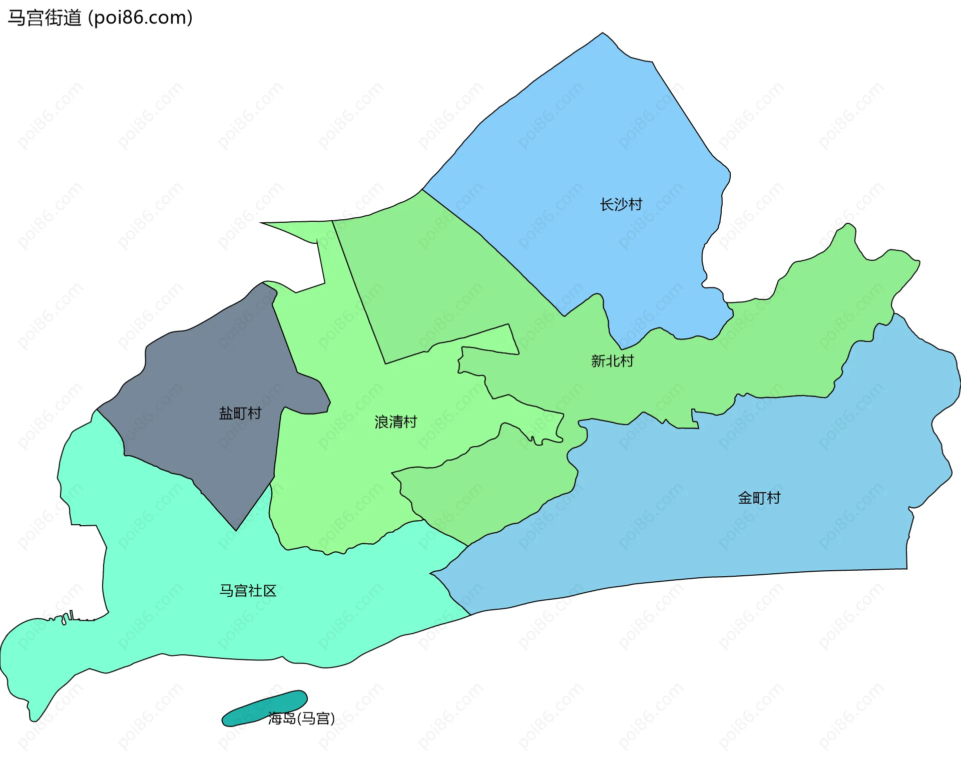 马宫街道边界地图(五级行政区划)