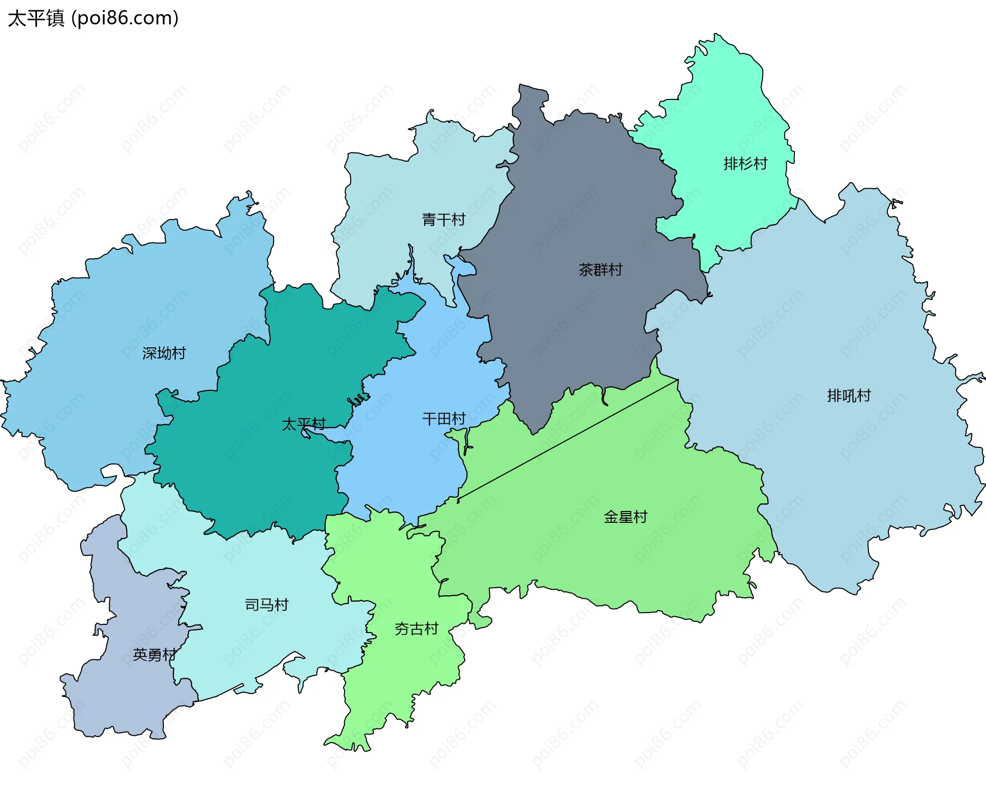 太平镇边界地图(五级行政区划)