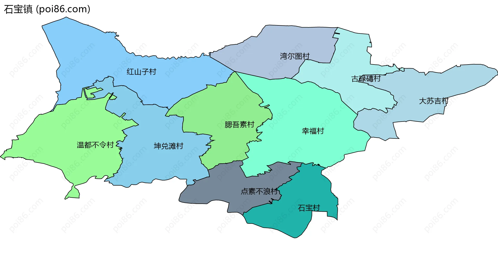 石宝镇边界地图(五级行政区划)