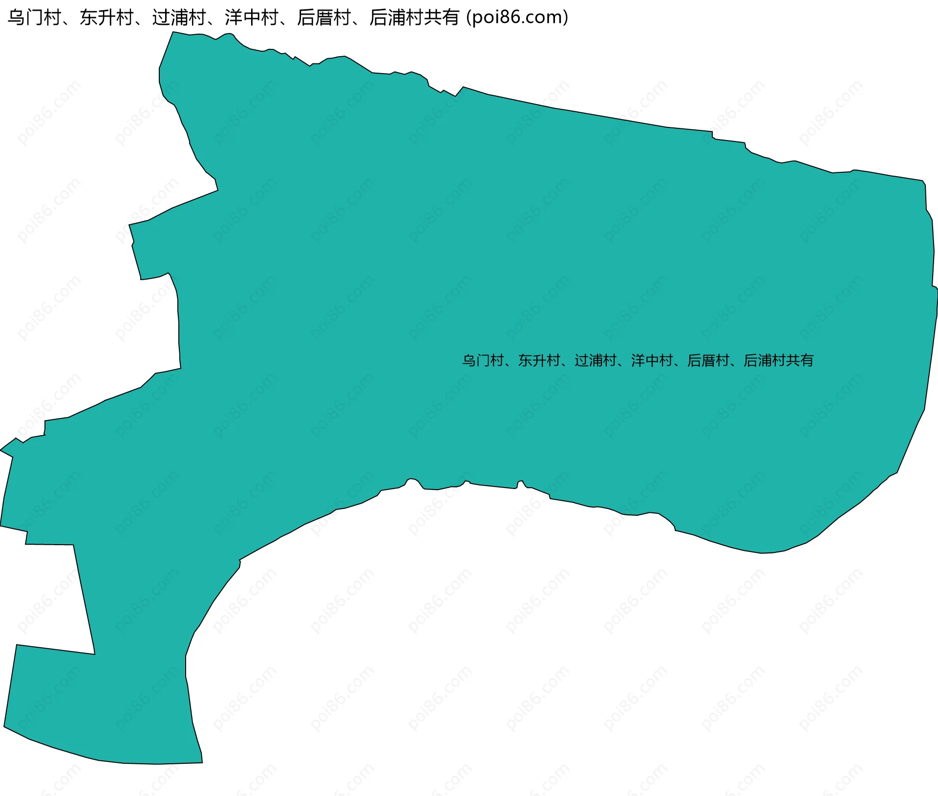 乌门村、东升村、过浦村、洋中村、后厝村、后浦村共有边界地图