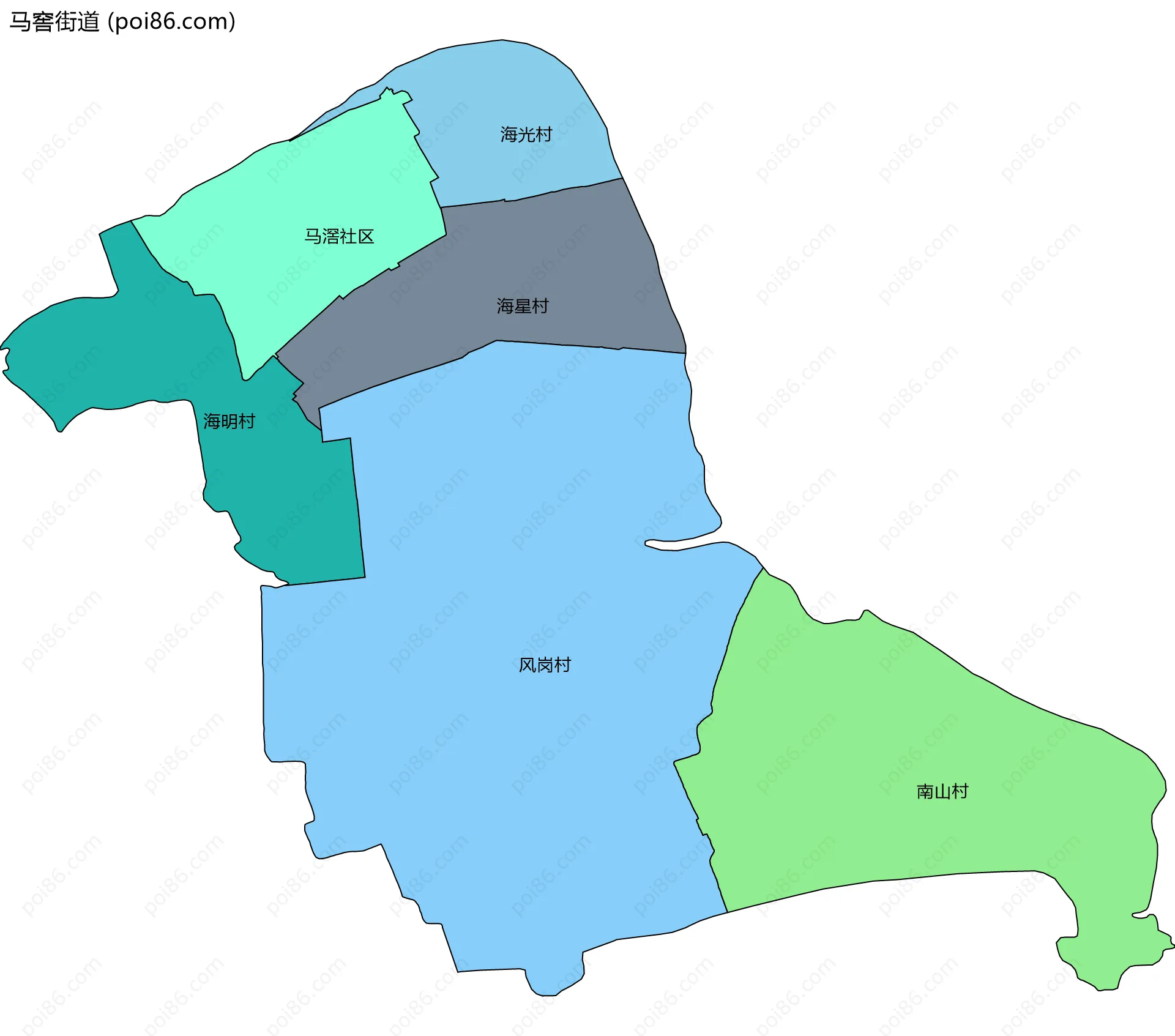马窖街道边界地图(五级行政区划)