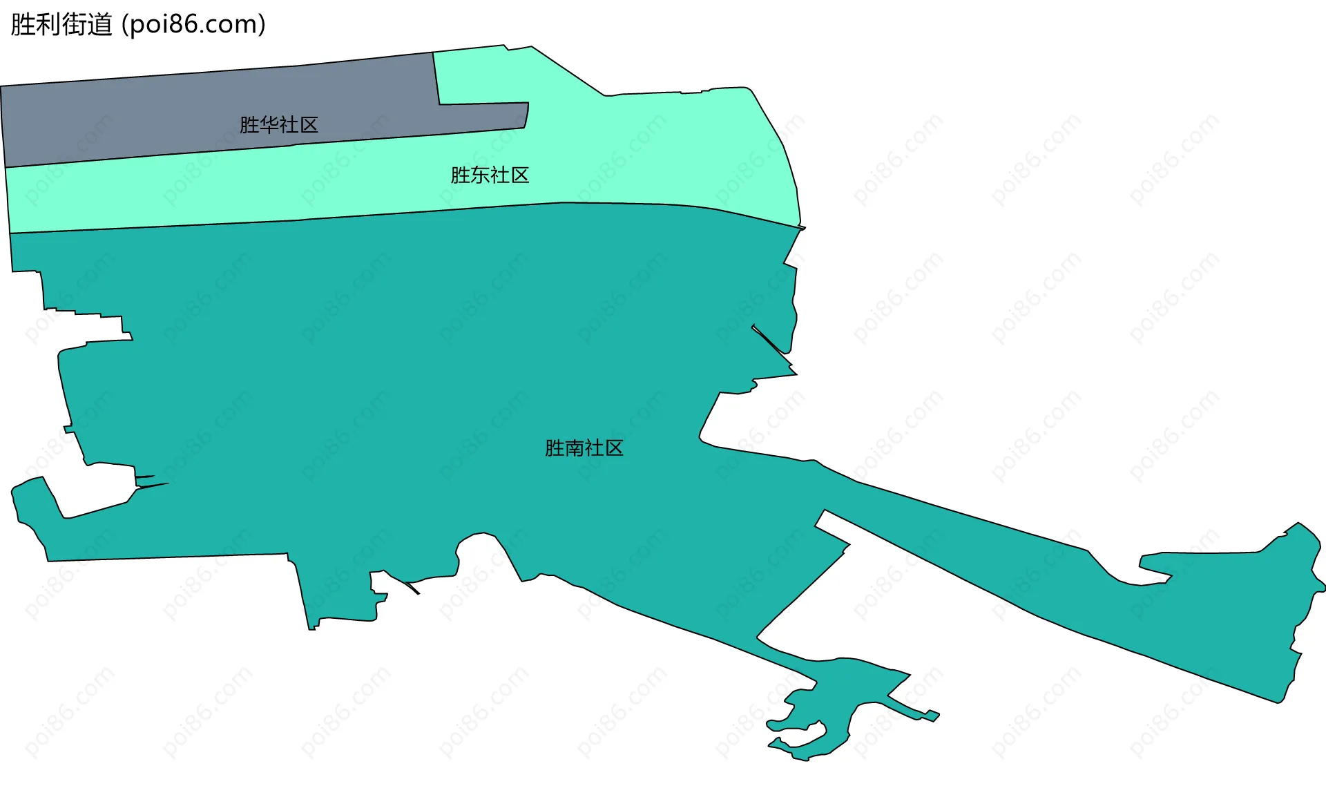 胜利街道边界地图(五级行政区划)