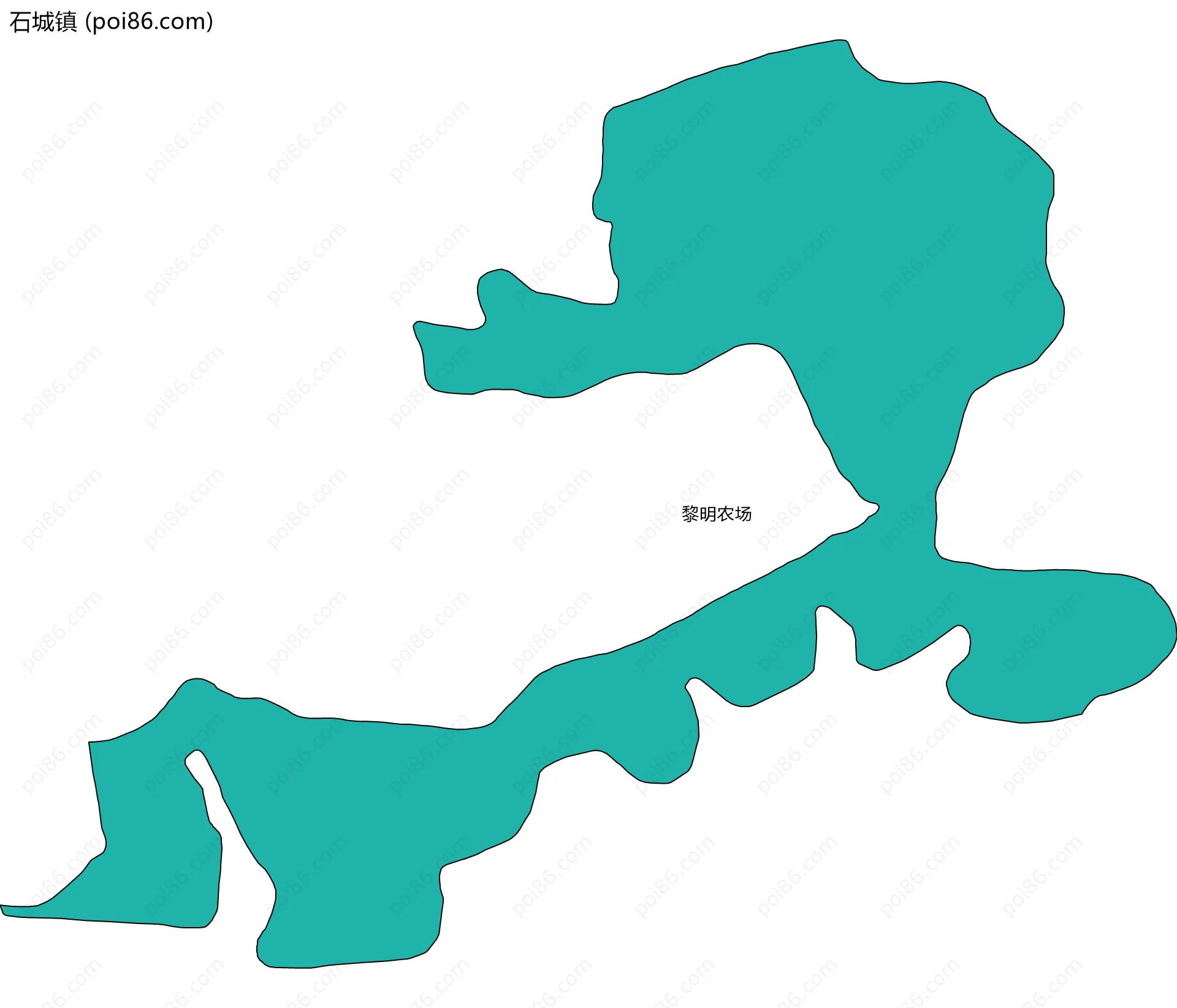 石城镇边界地图(五级行政区划)