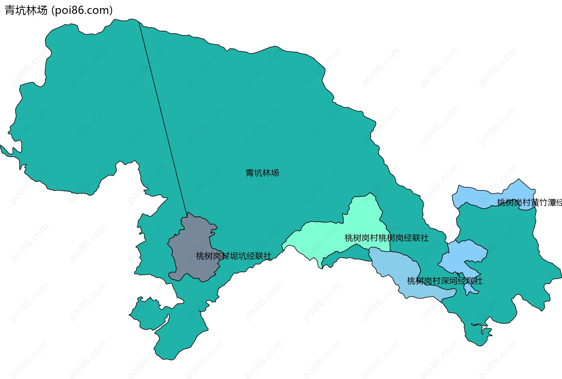 青坑林场边界地图(五级行政区划)
