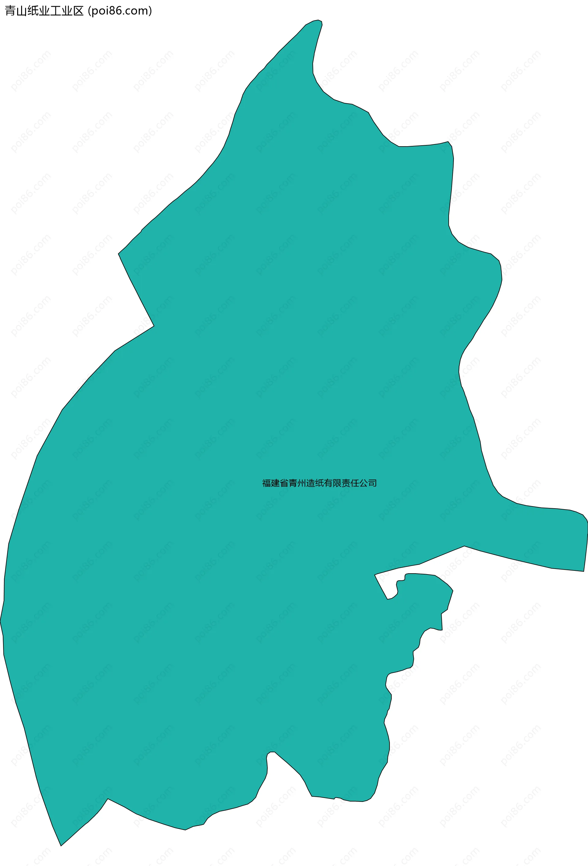 青山纸业工业区边界地图(五级行政区划)