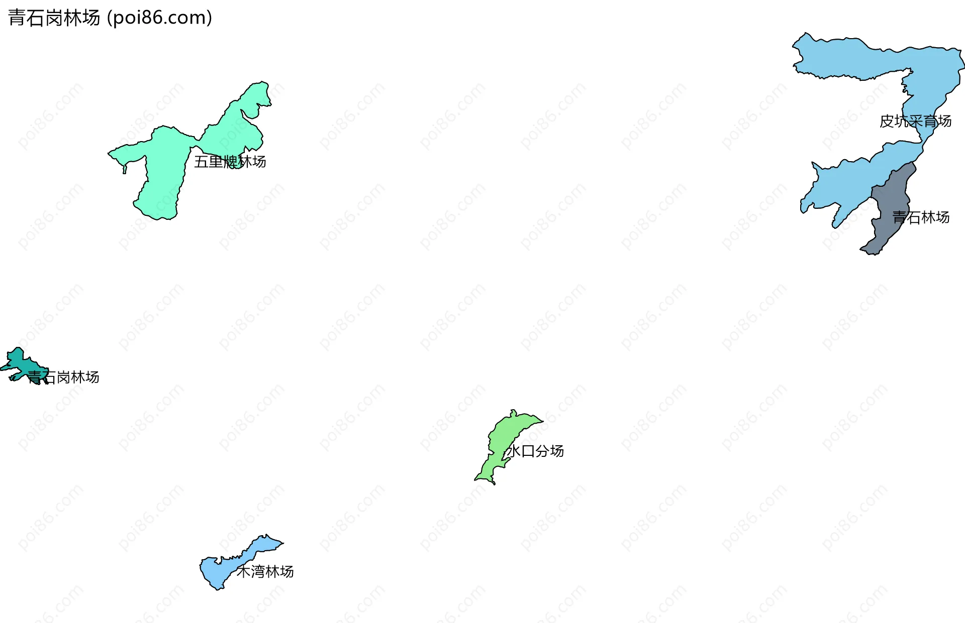 青石岗林场边界地图(五级行政区划)
