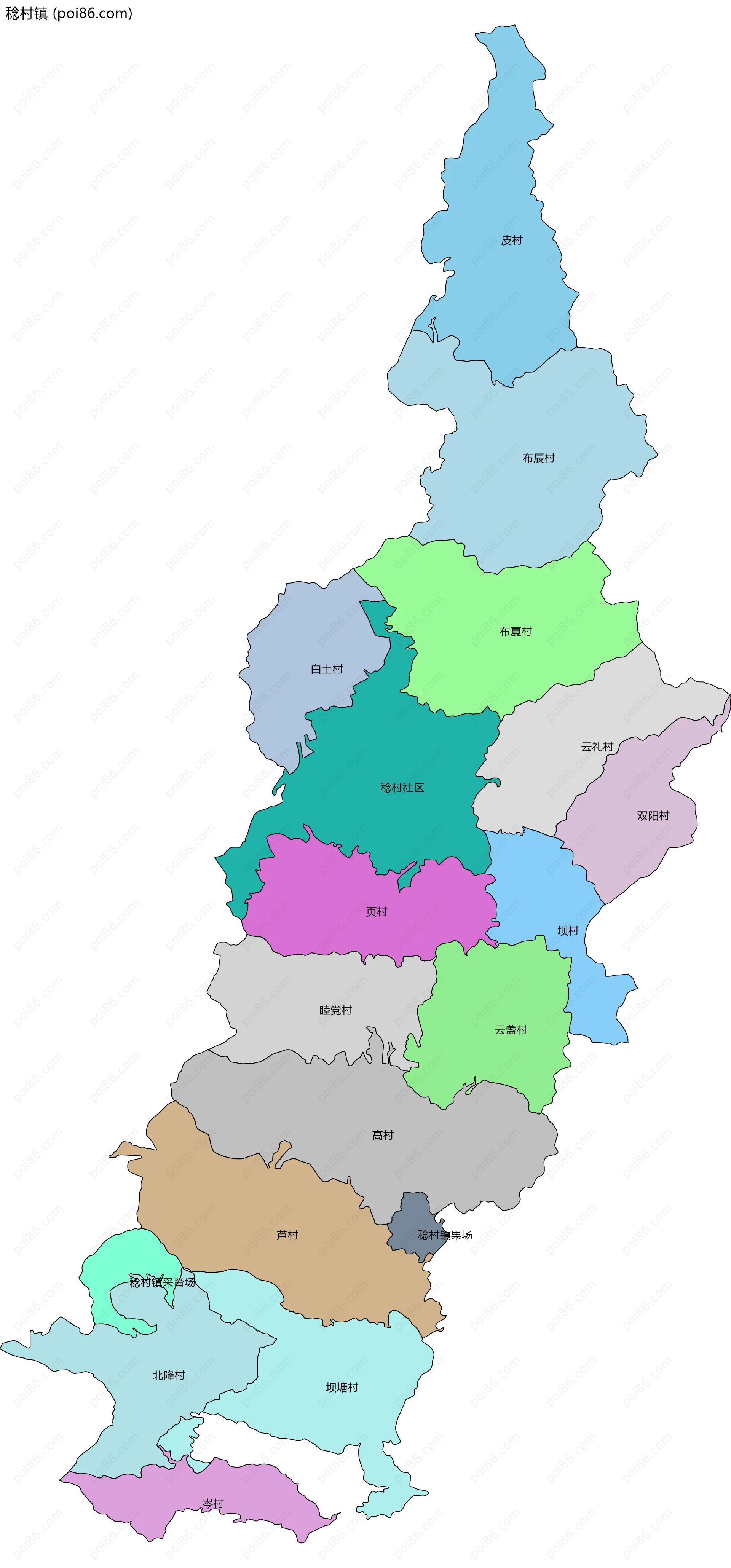 稔村镇边界地图(五级行政区划)