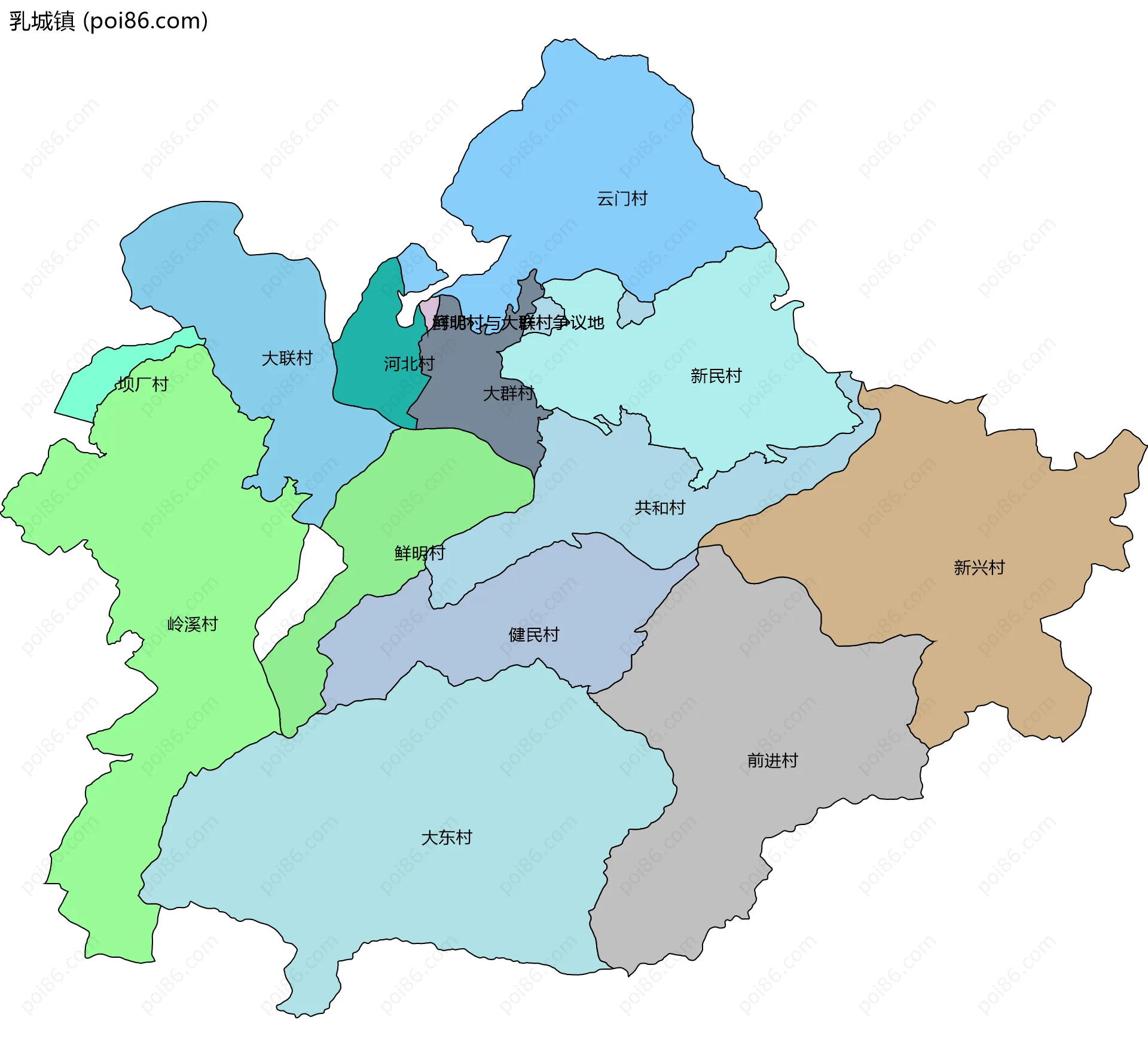 乳城镇边界地图(五级行政区划)