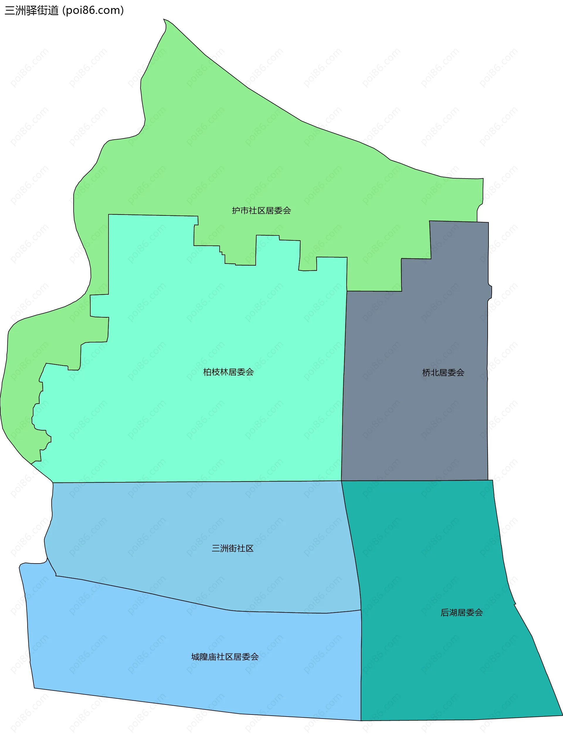 三洲驿街道边界地图(五级行政区划)