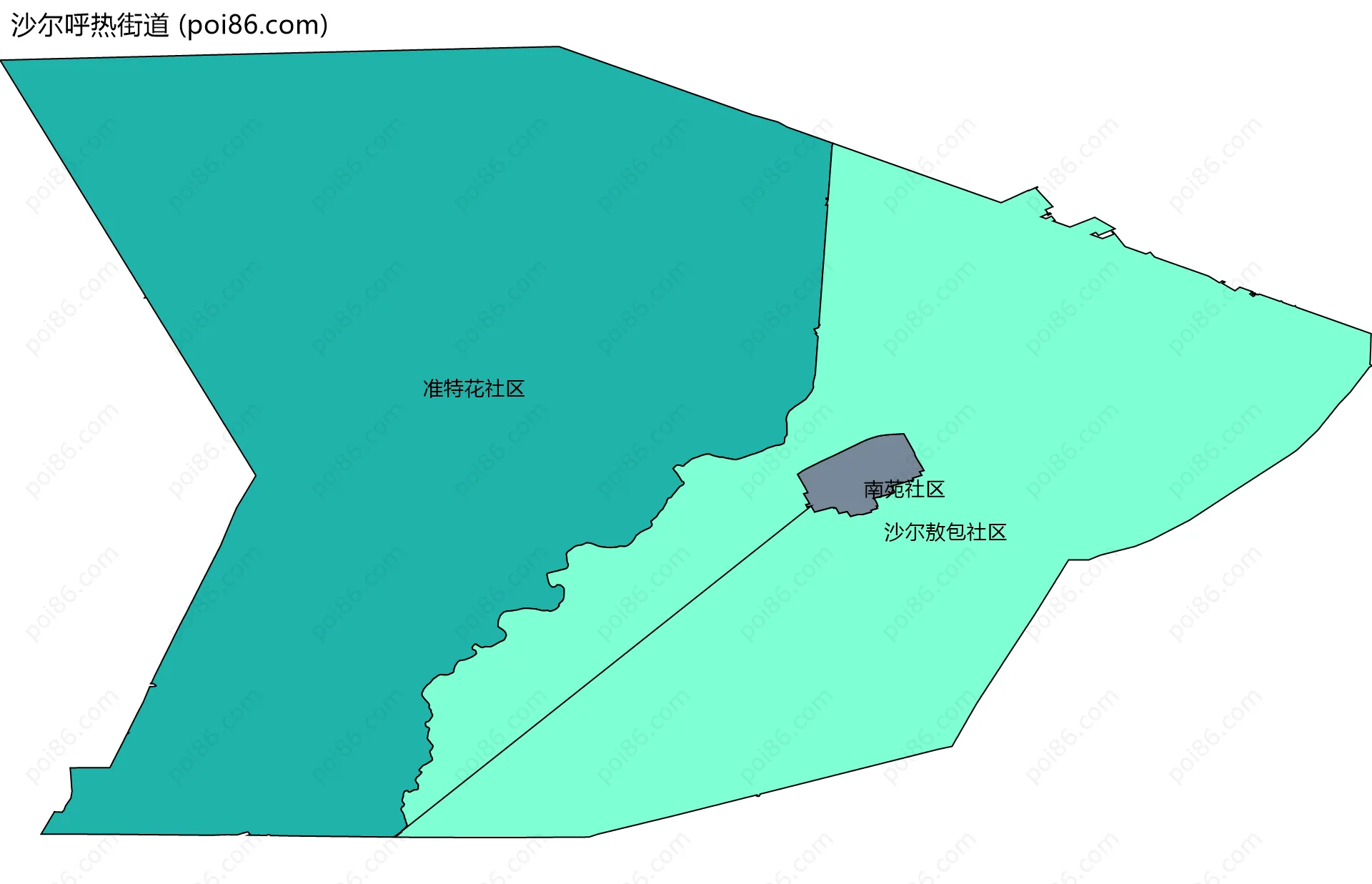 沙尔呼热街道边界地图(五级行政区划)