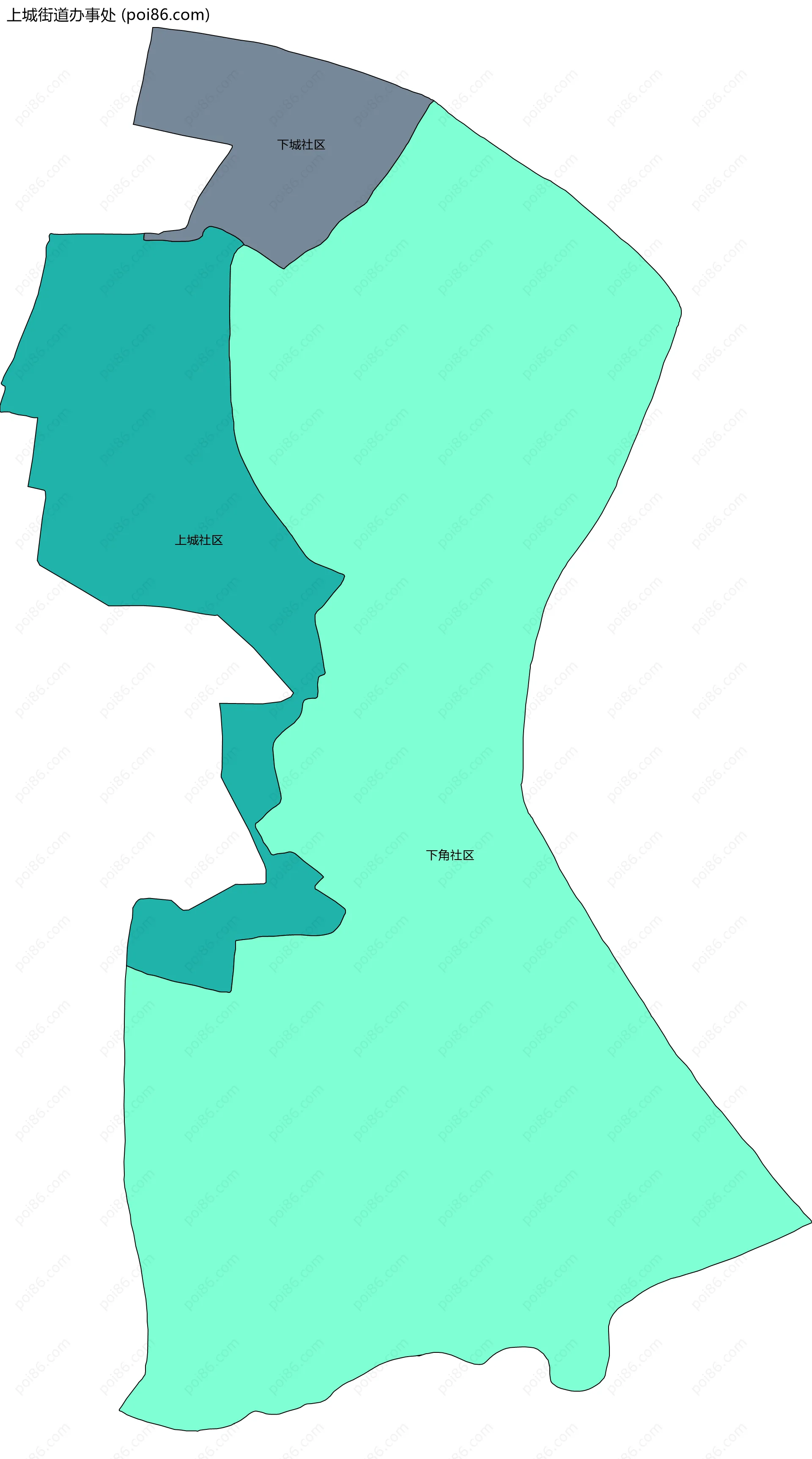 上城街道办事处边界地图(五级行政区划)