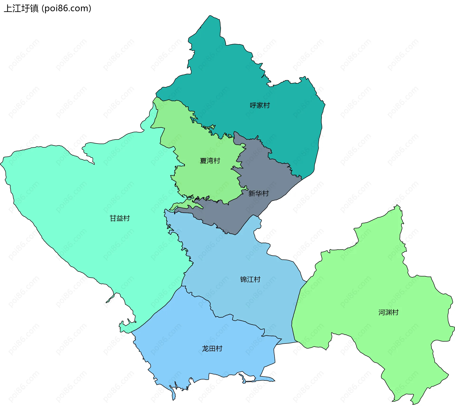 上江圩镇边界地图(五级行政区划)
