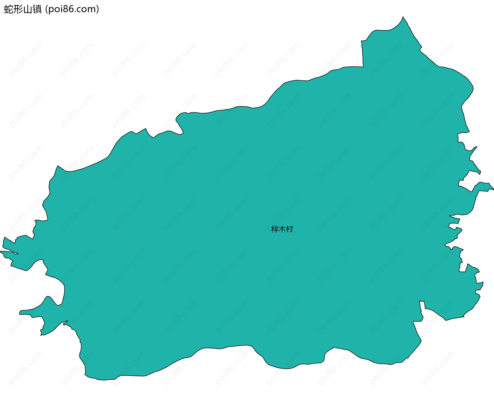 蛇形山镇边界地图(五级行政区划)