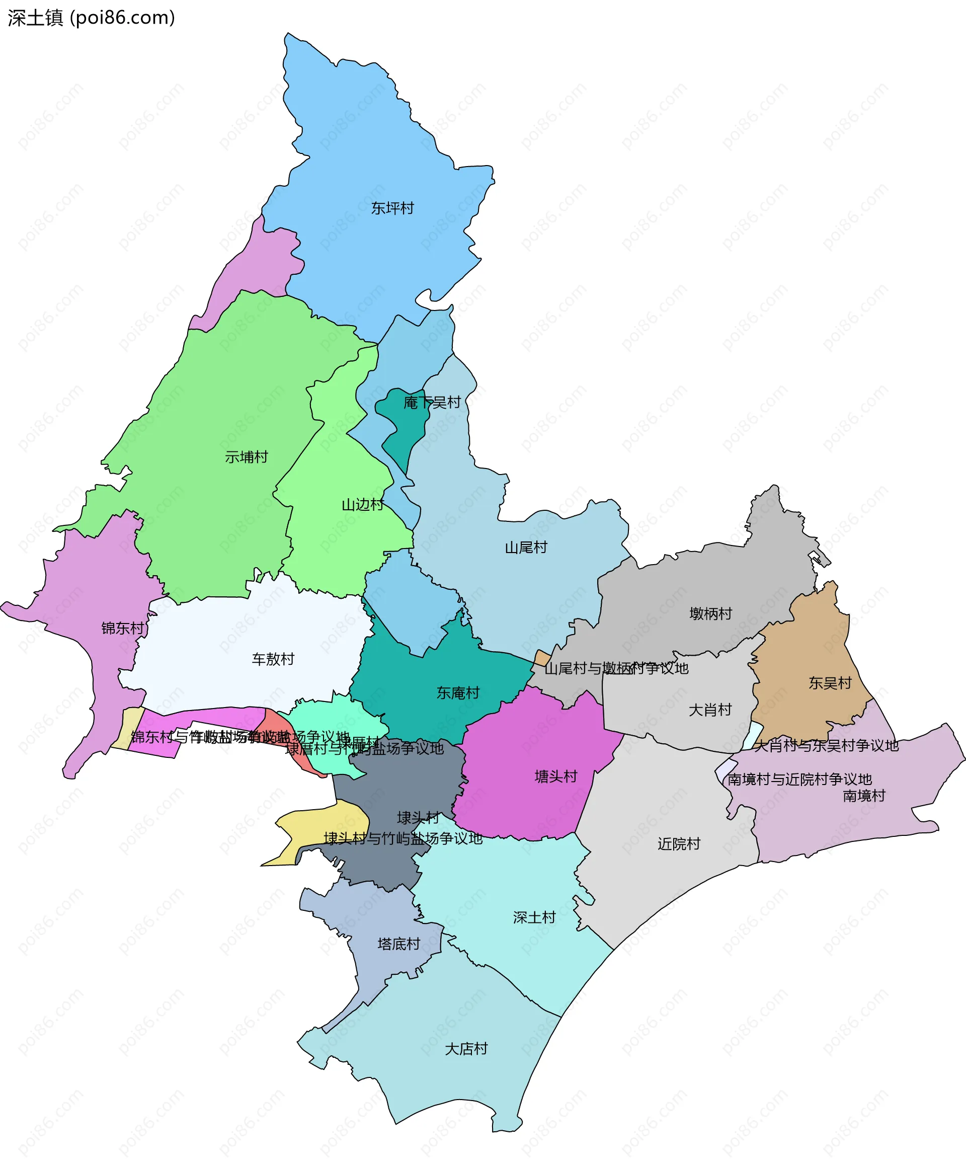 深土镇边界地图(五级行政区划)