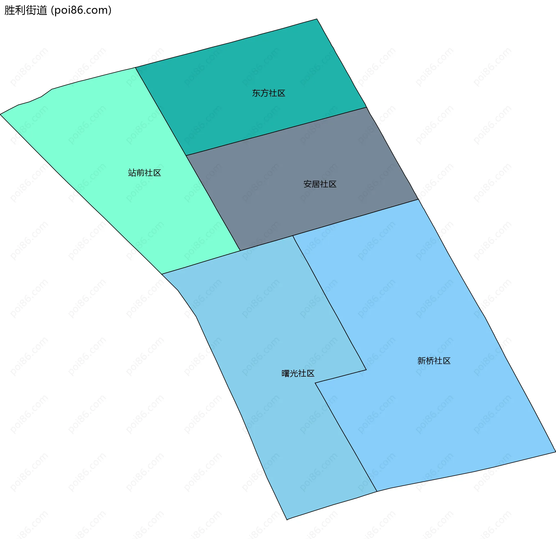 胜利街道边界地图(五级行政区划)