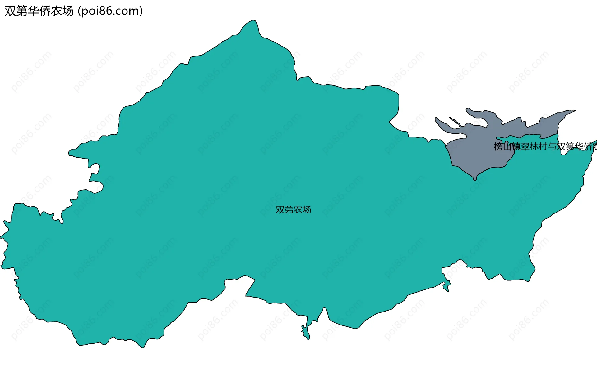 双第华侨农场边界地图(五级行政区划)