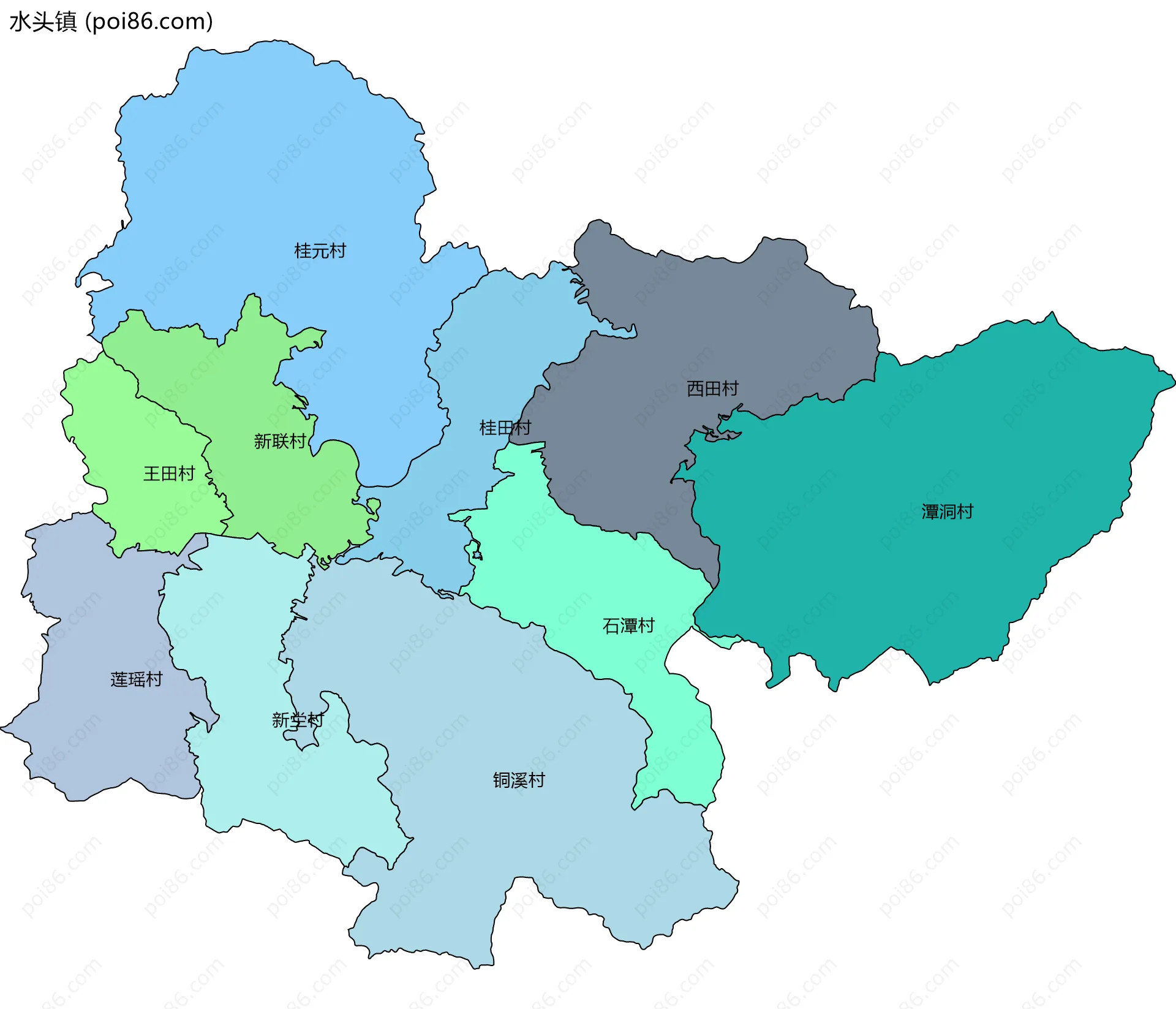 水头镇边界地图(五级行政区划)