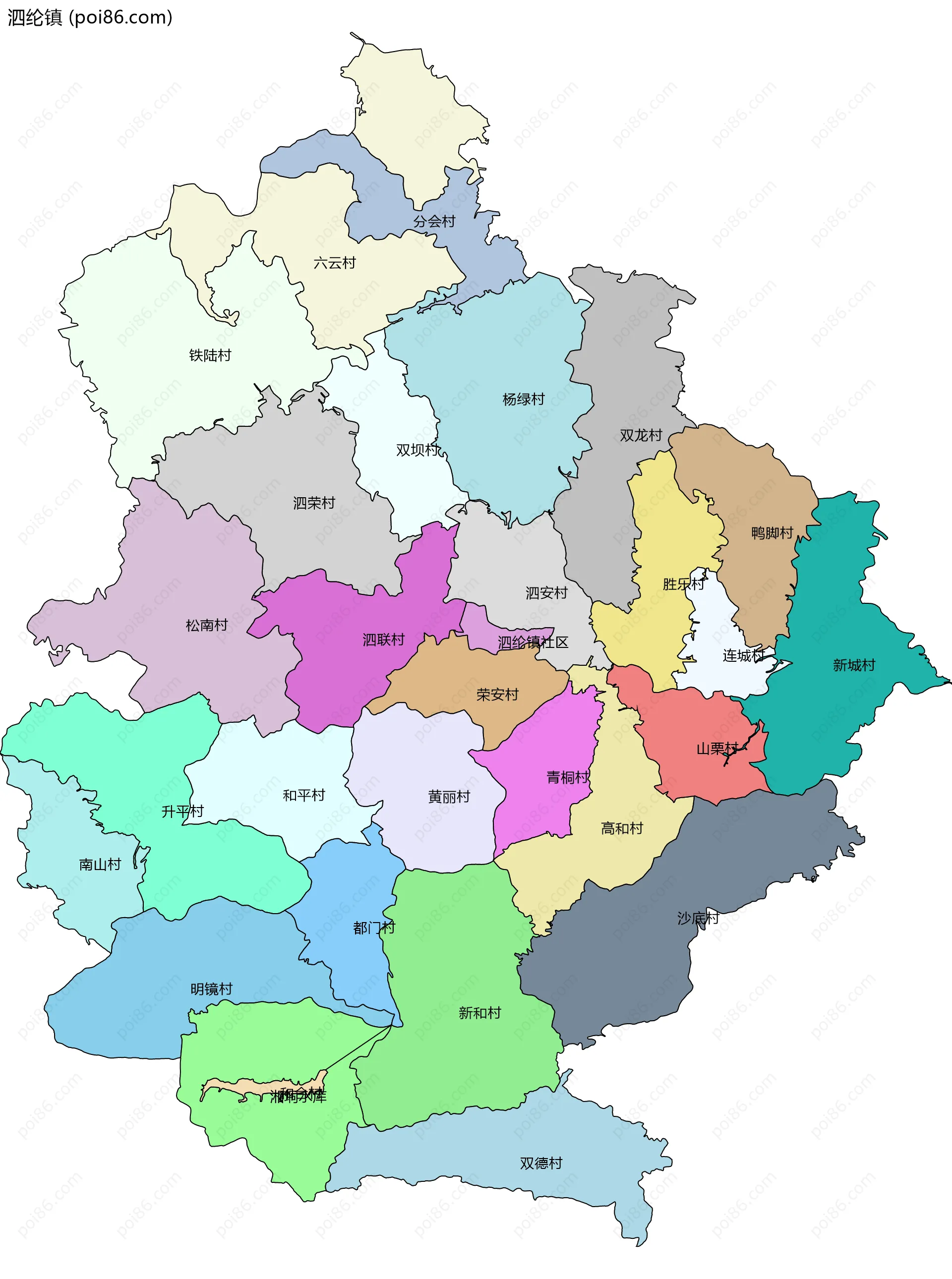 泗纶镇边界地图(五级行政区划)