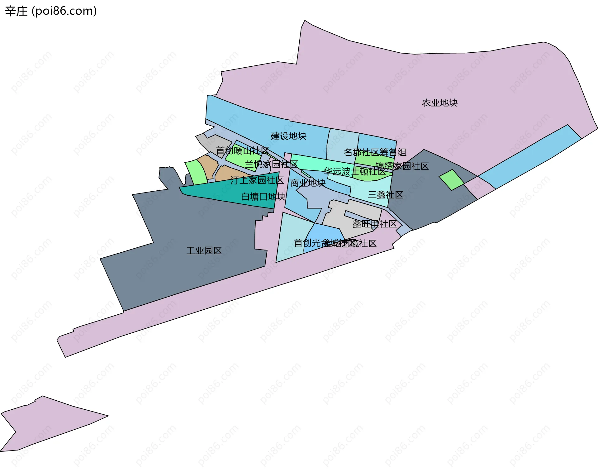 辛庄边界地图(五级行政区划)