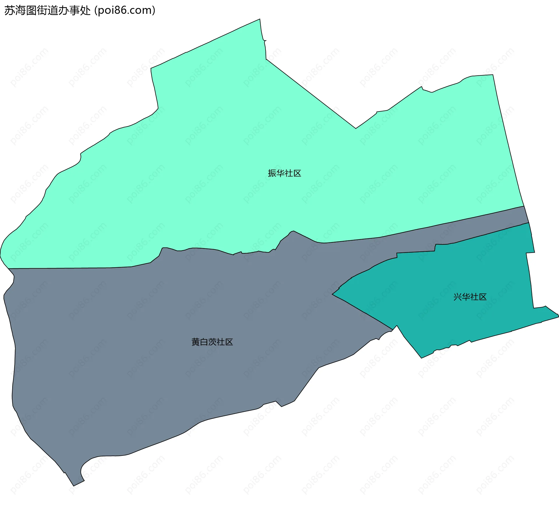 苏海图街道办事处边界地图(五级行政区划)