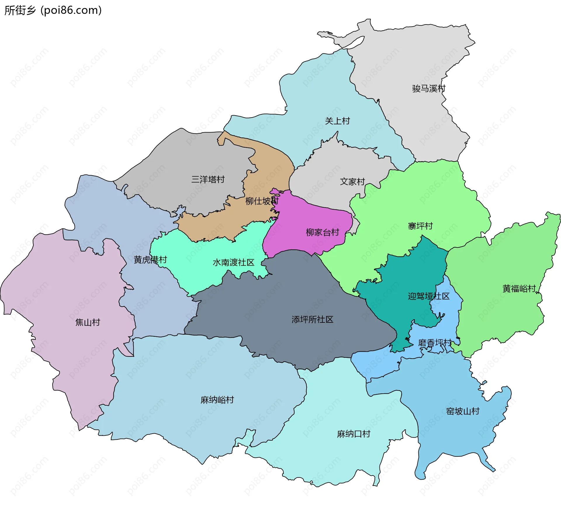 所街乡边界地图(五级行政区划)