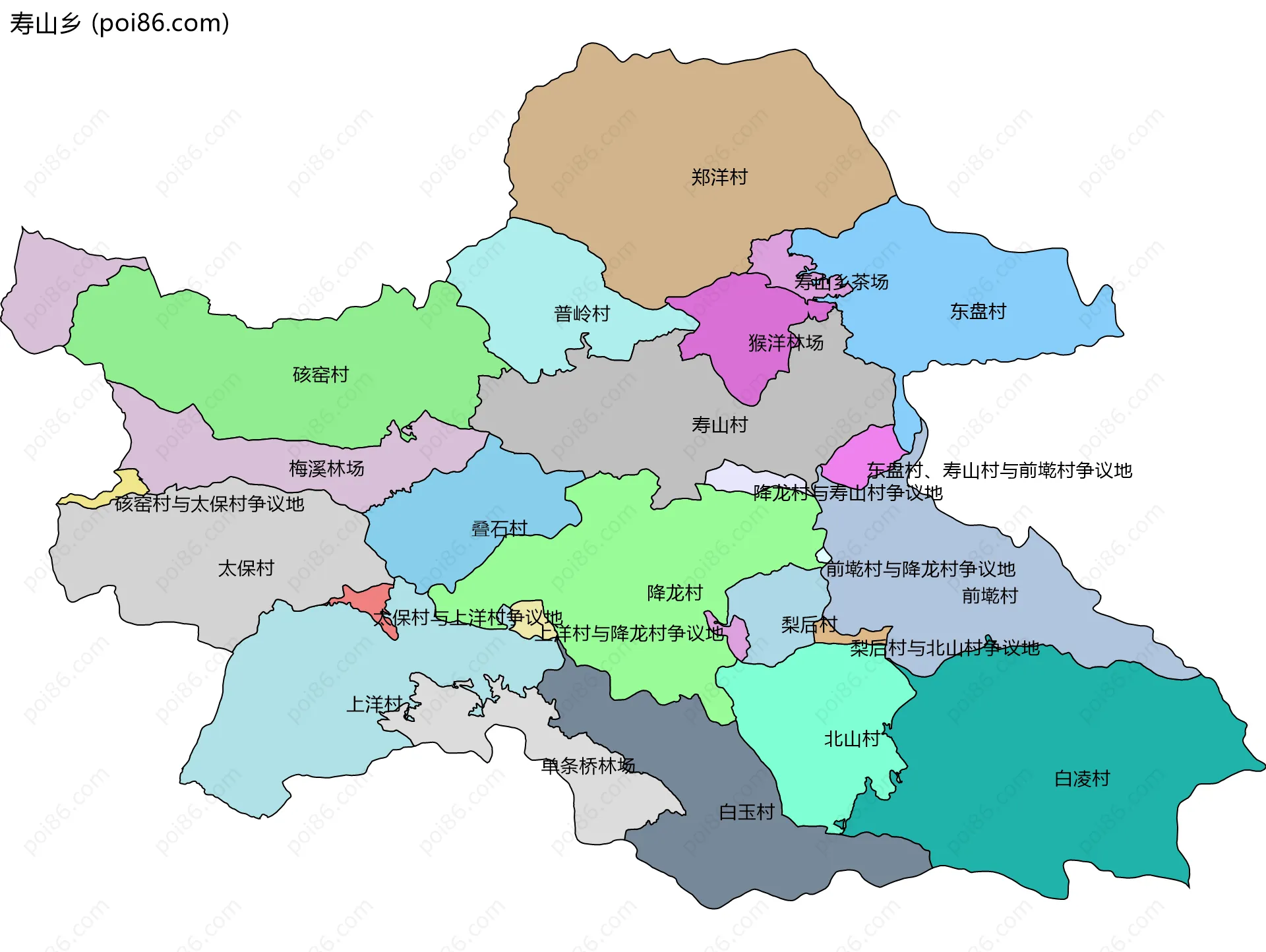 寿山乡边界地图(五级行政区划)