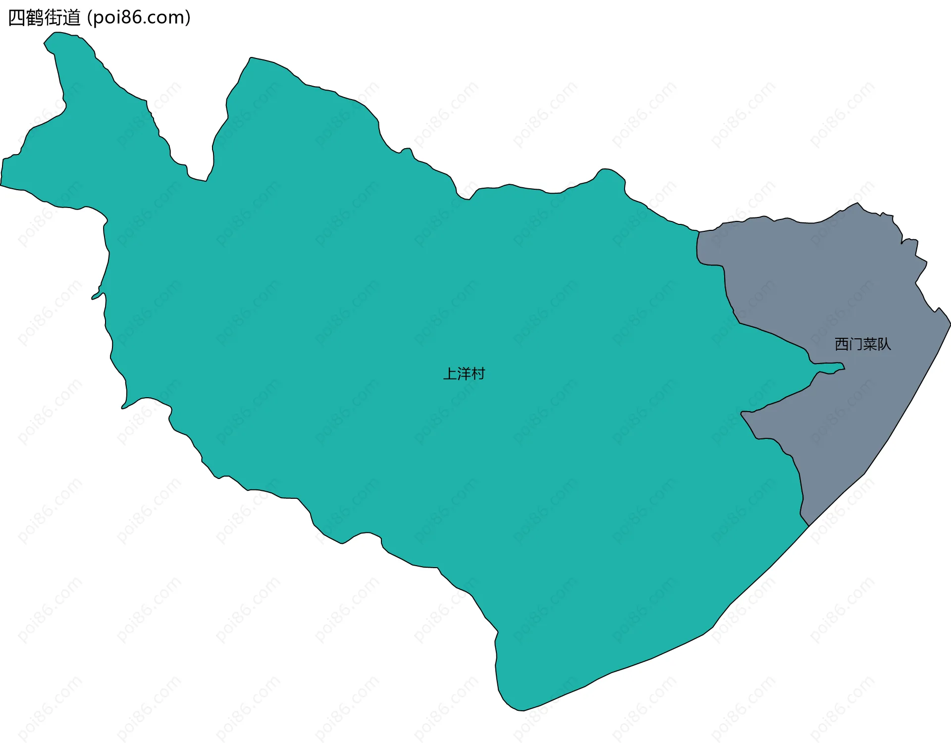 四鹤街道边界地图(五级行政区划)