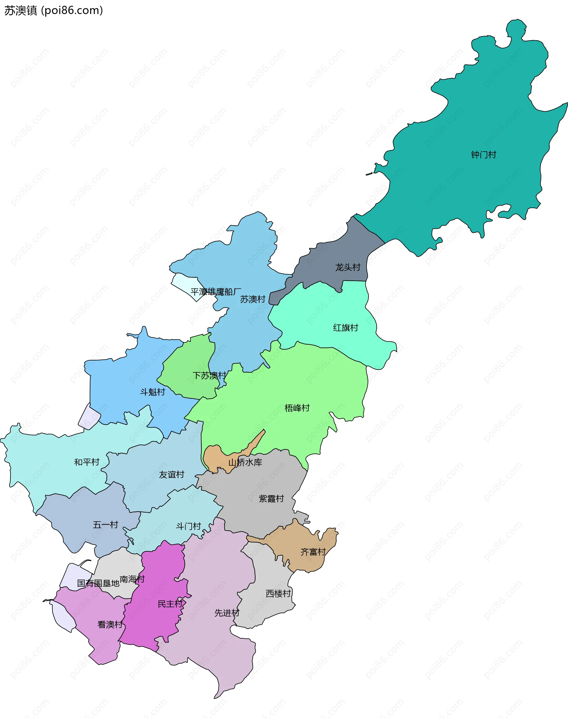 苏澳镇边界地图(五级行政区划)