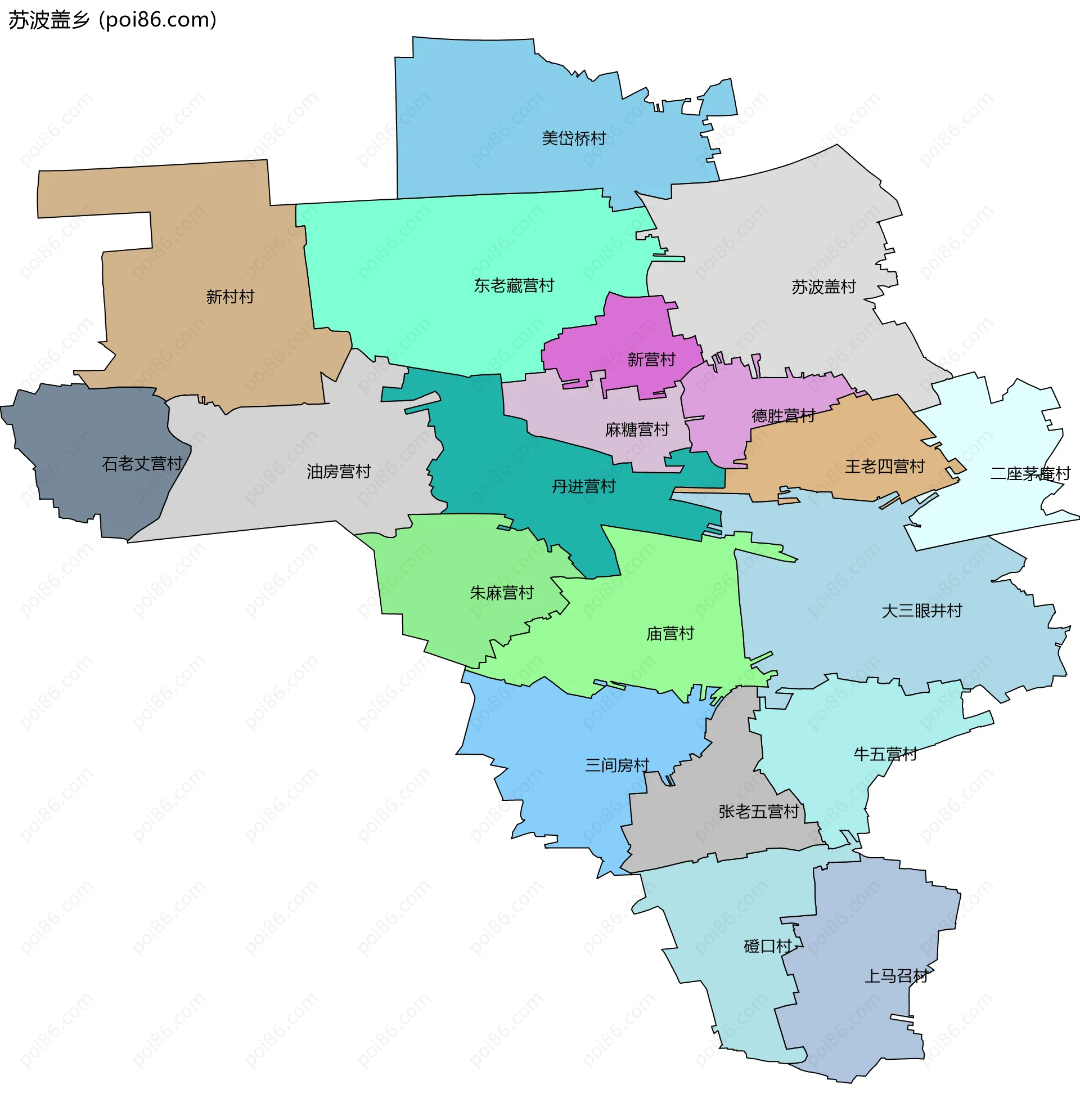 苏波盖乡边界地图(五级行政区划)