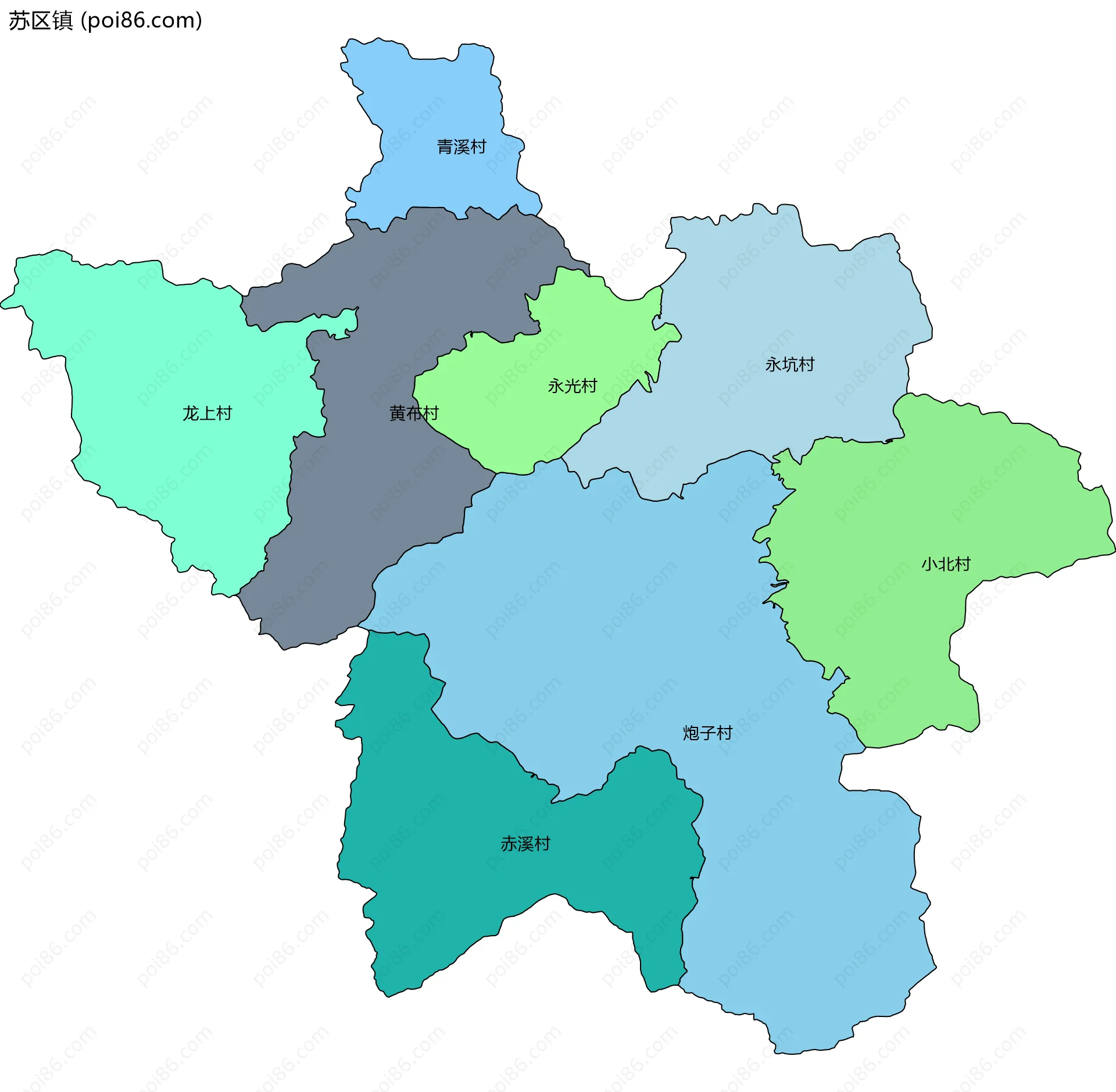 苏区镇边界地图(五级行政区划)