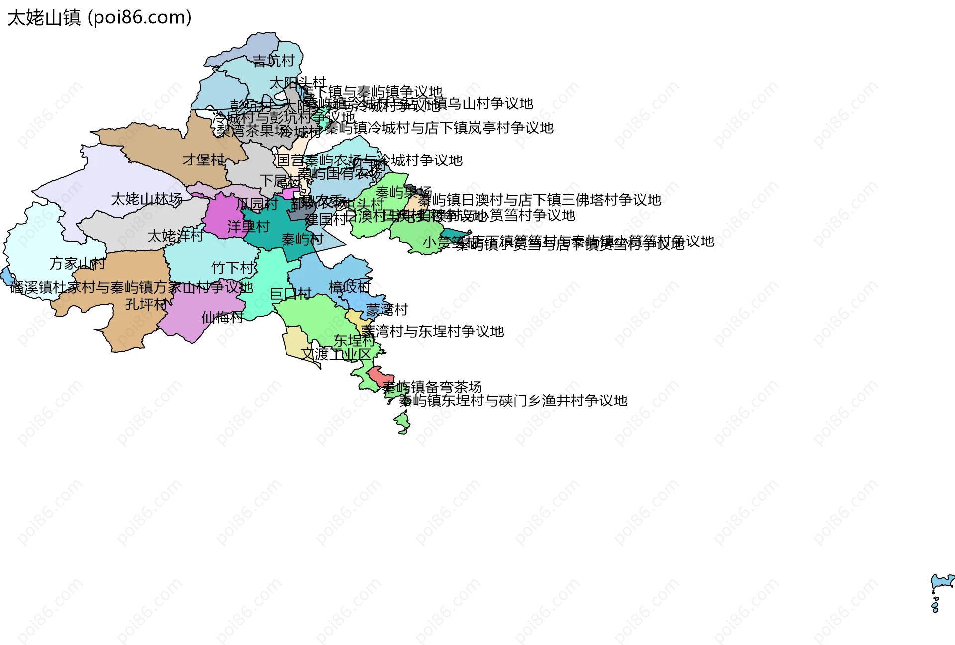 太姥山镇边界地图(五级行政区划)