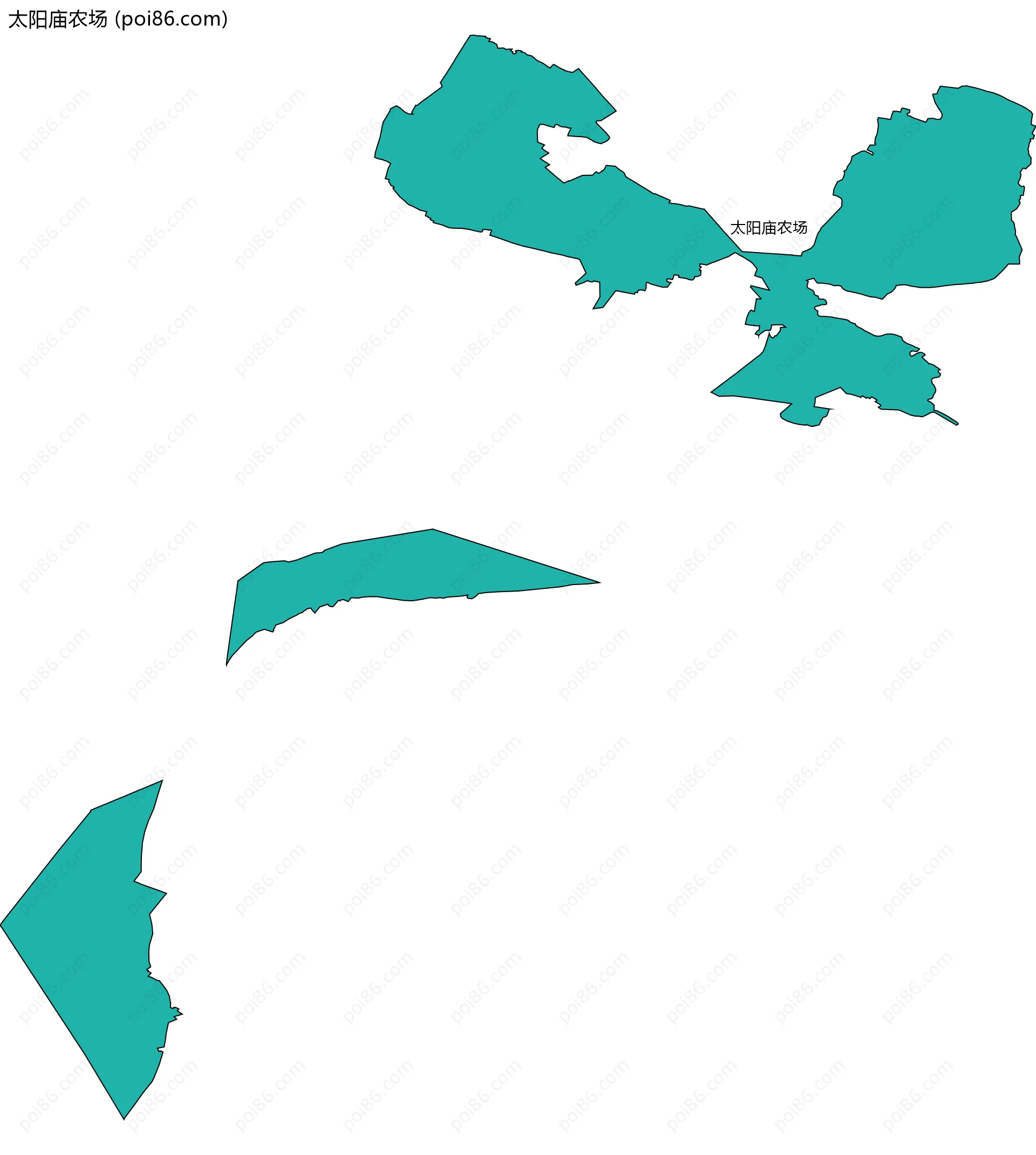 太阳庙农场边界地图(五级行政区划)