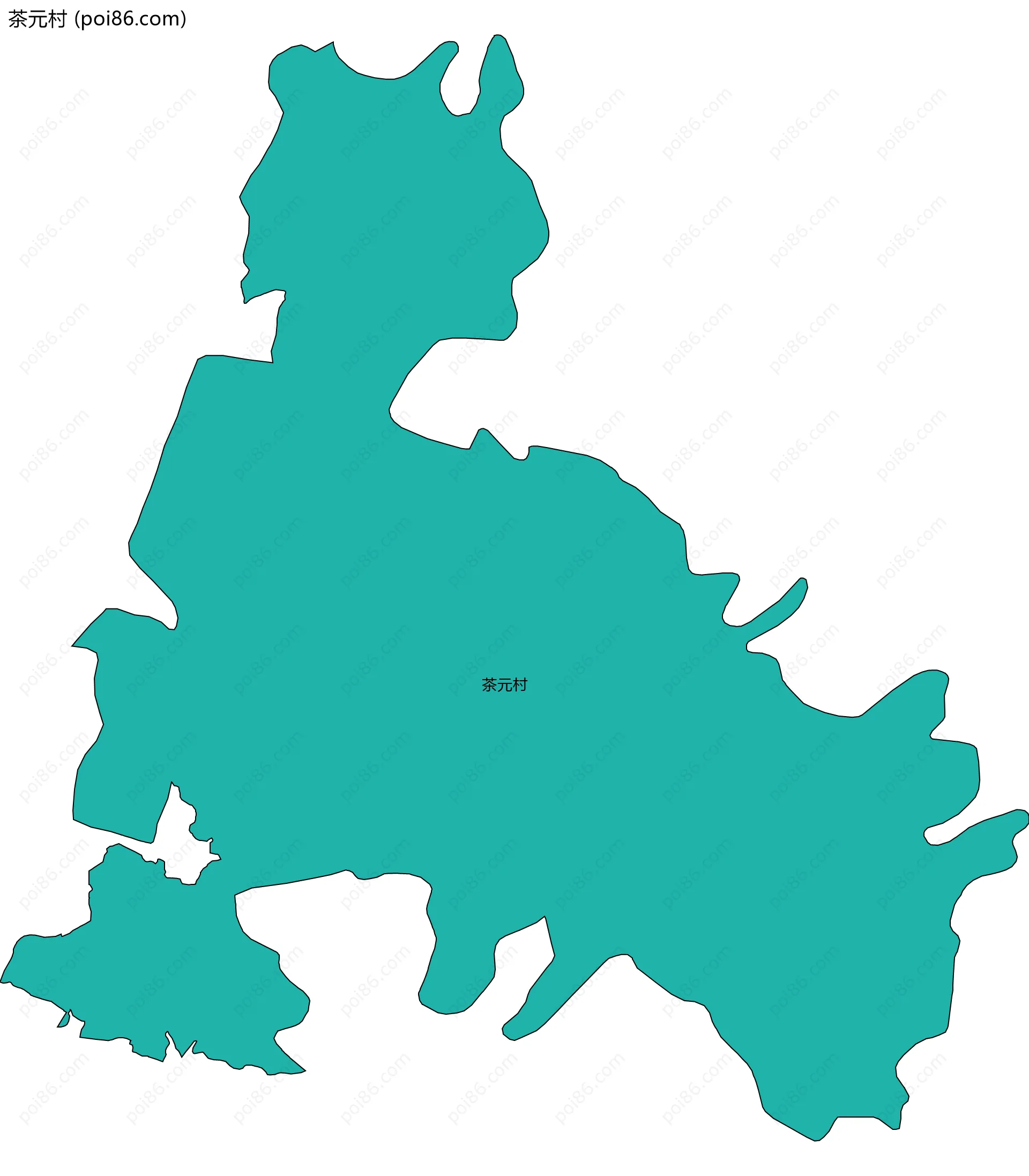 茶元村边界地图