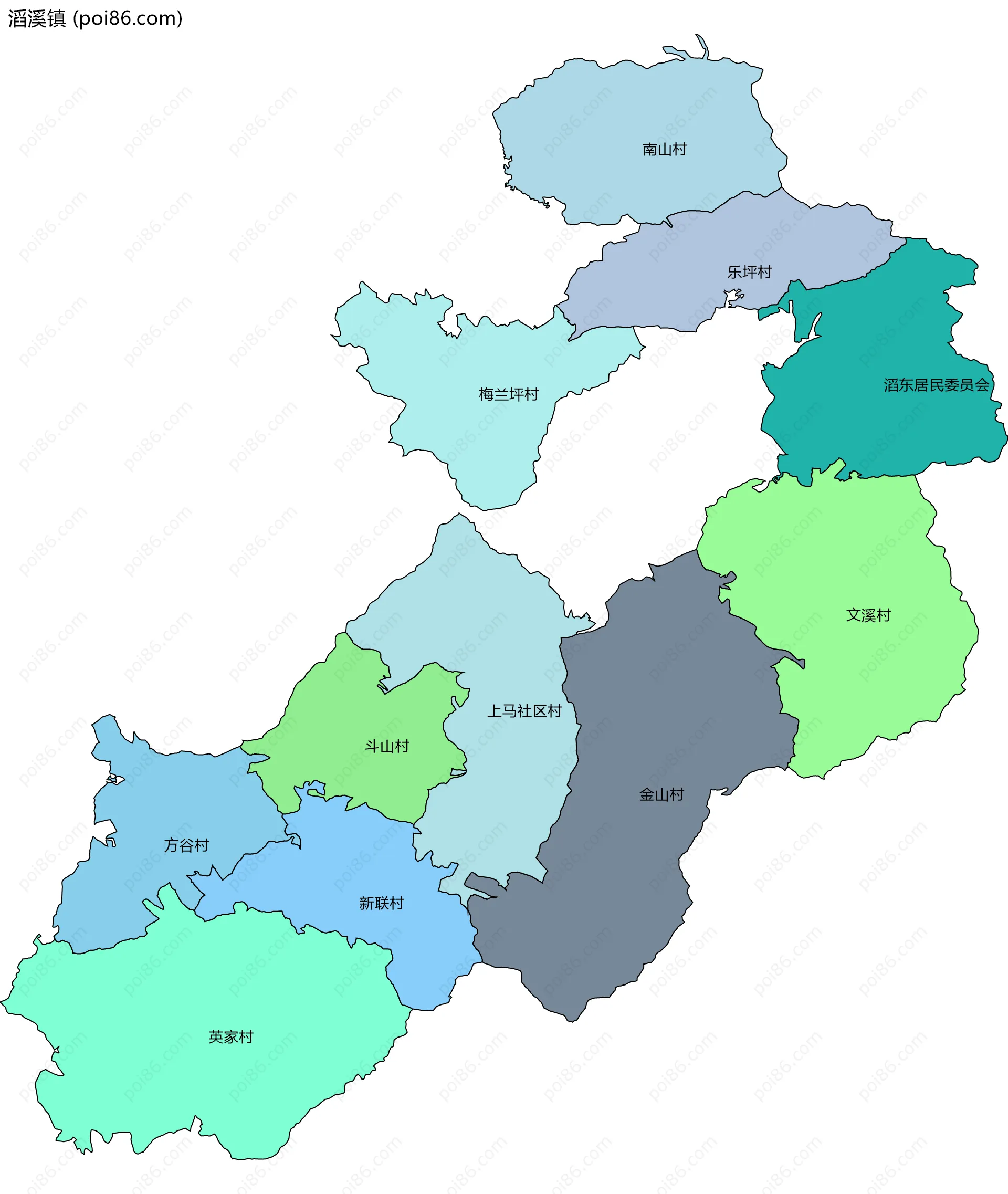 滔溪镇边界地图(五级行政区划)