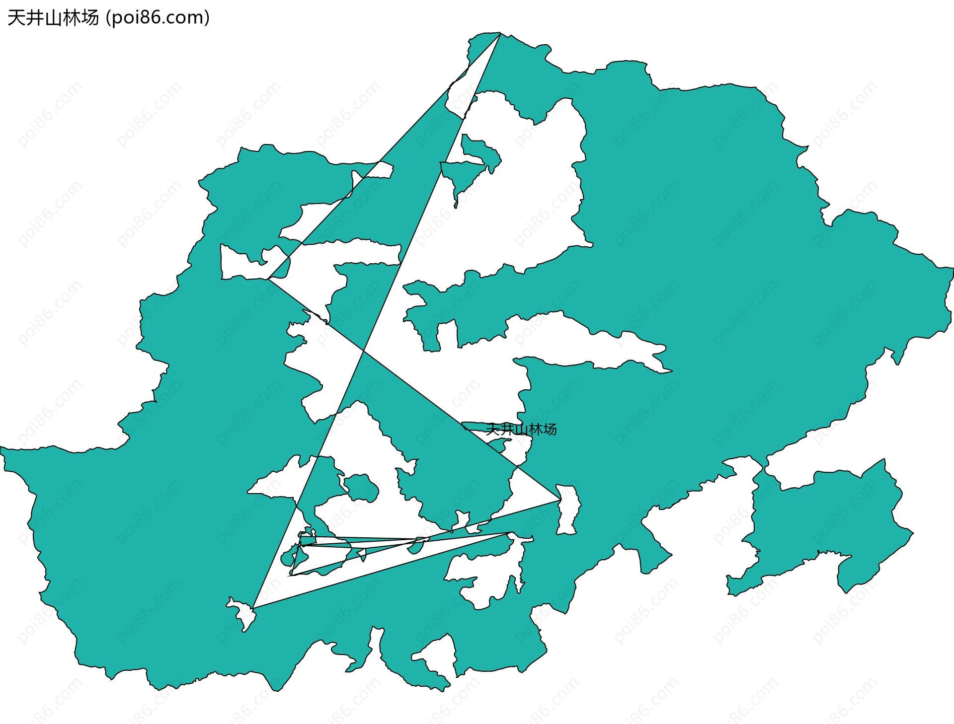 天井山林场边界地图(五级行政区划)