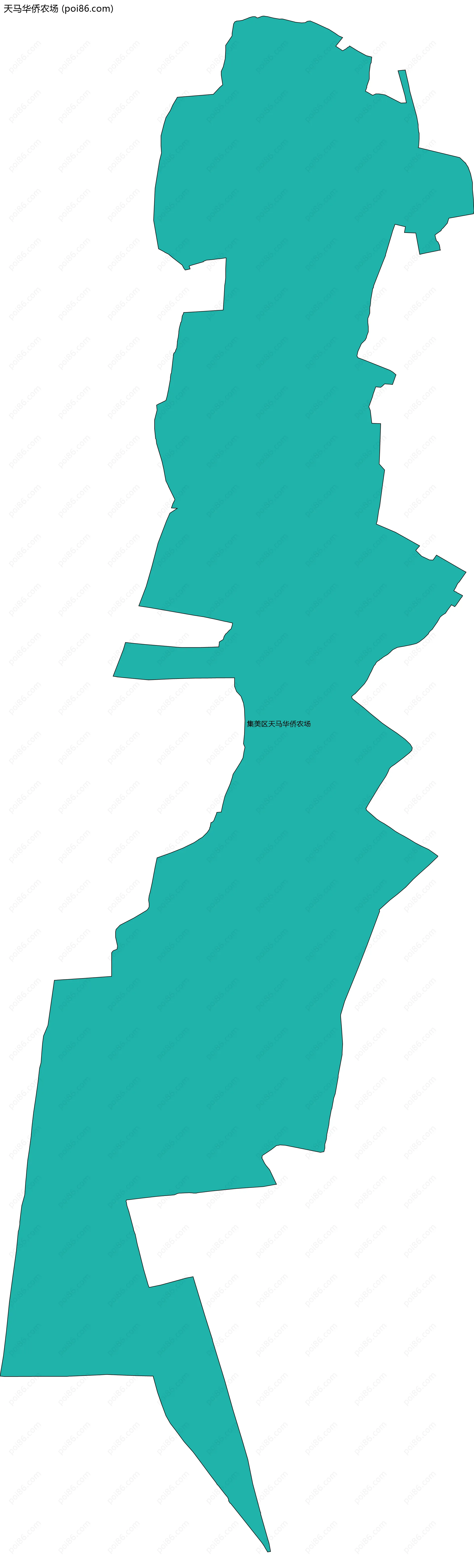天马华侨农场边界地图(五级行政区划)