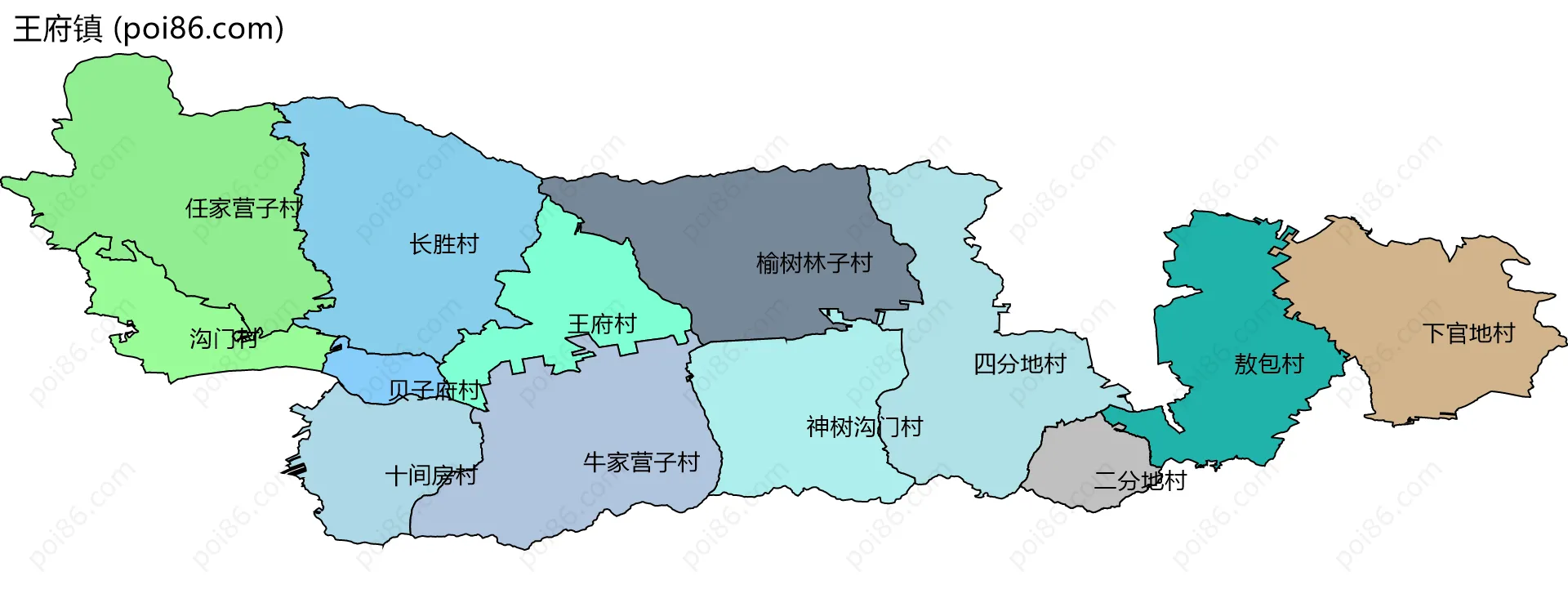 王府镇边界地图(五级行政区划)