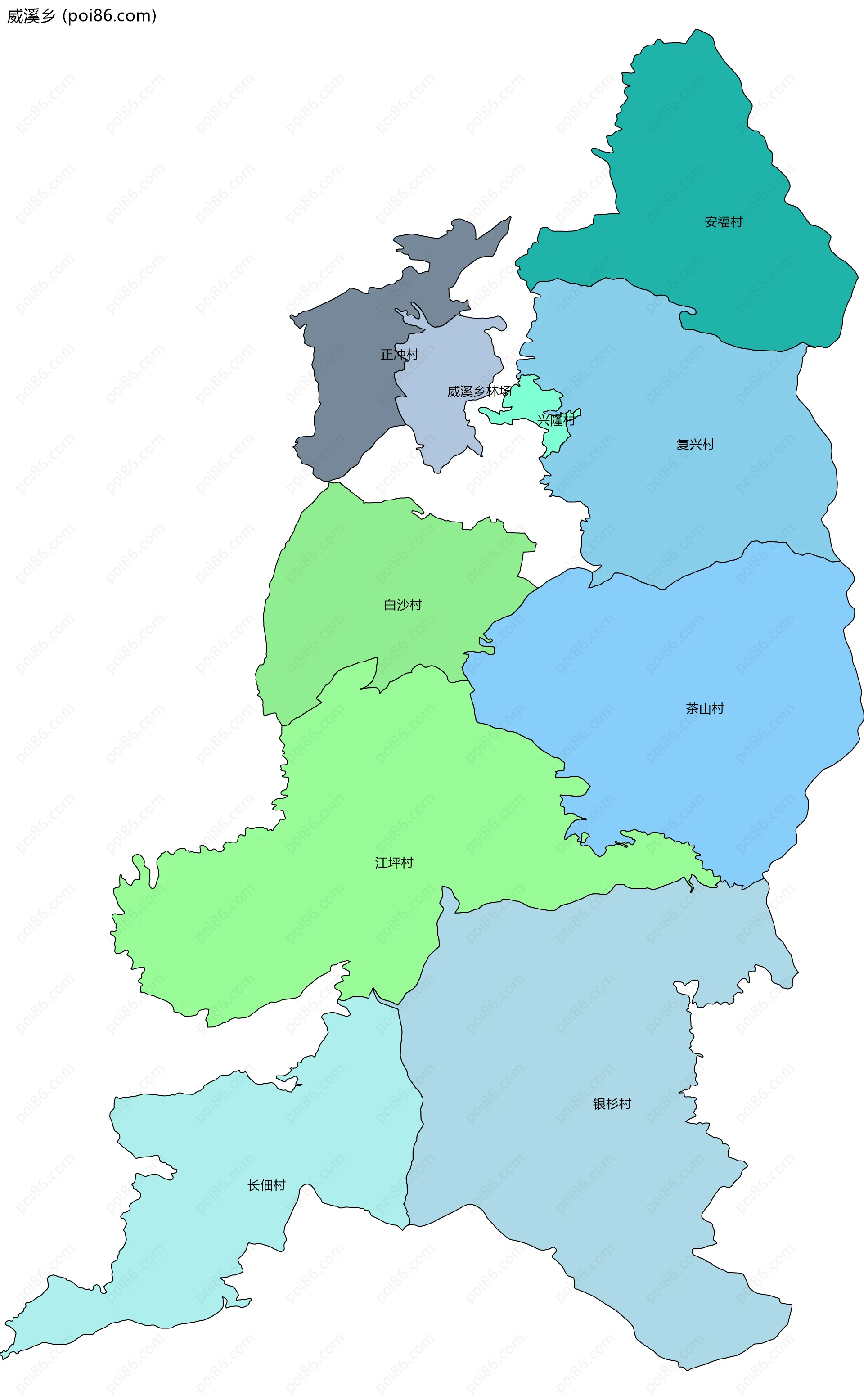 威溪乡边界地图(五级行政区划)
