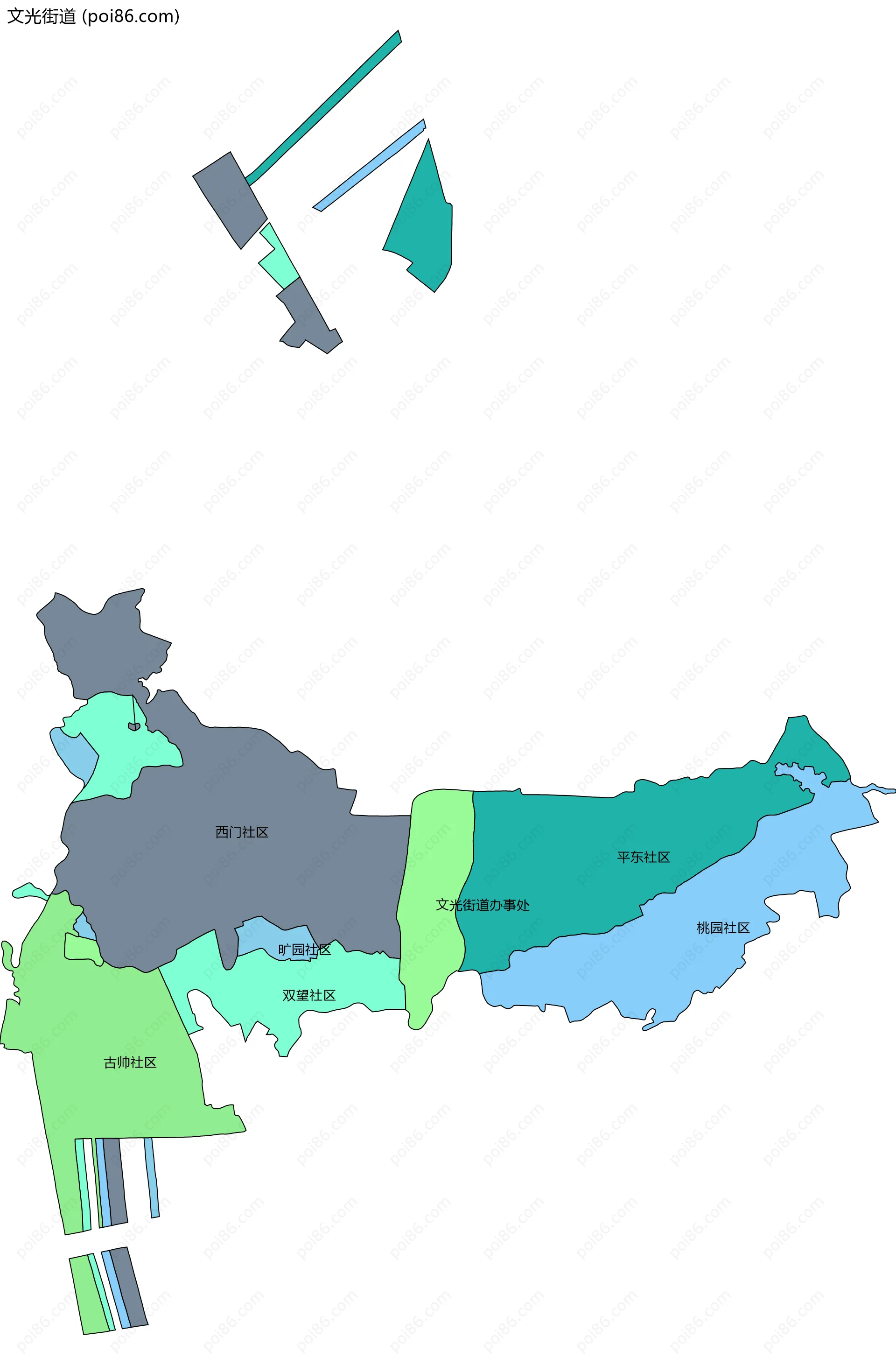 文光街道边界地图(五级行政区划)