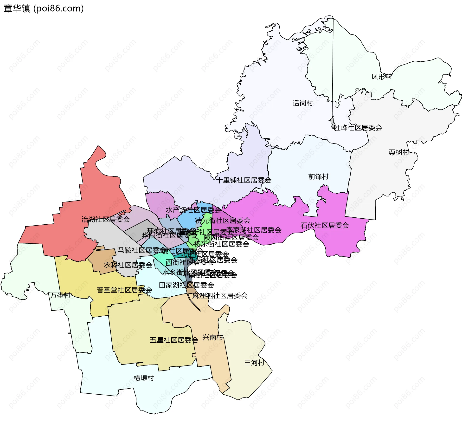 章华镇边界地图(五级行政区划)