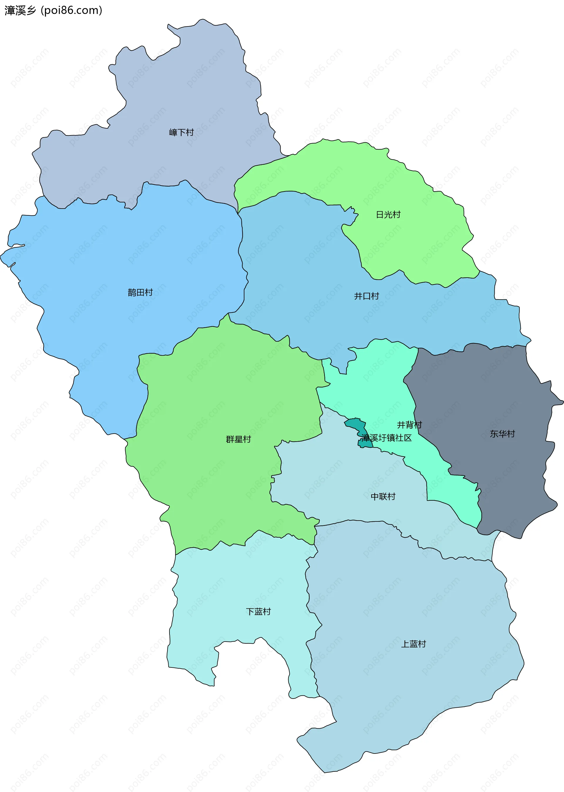 漳溪乡边界地图(五级行政区划)