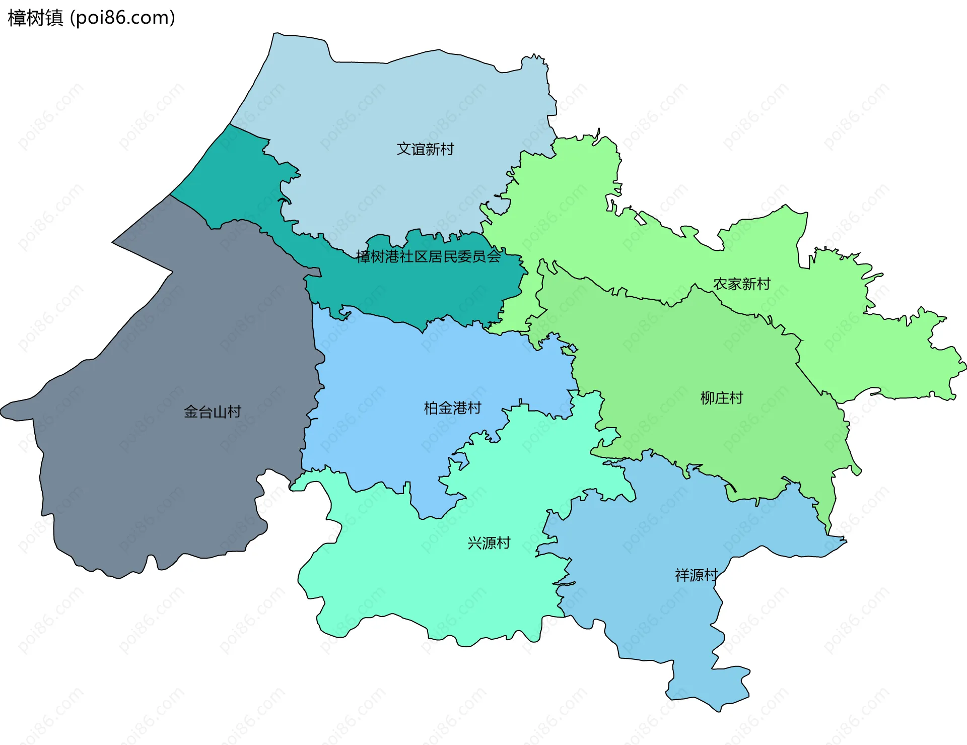 樟树镇边界地图(五级行政区划)