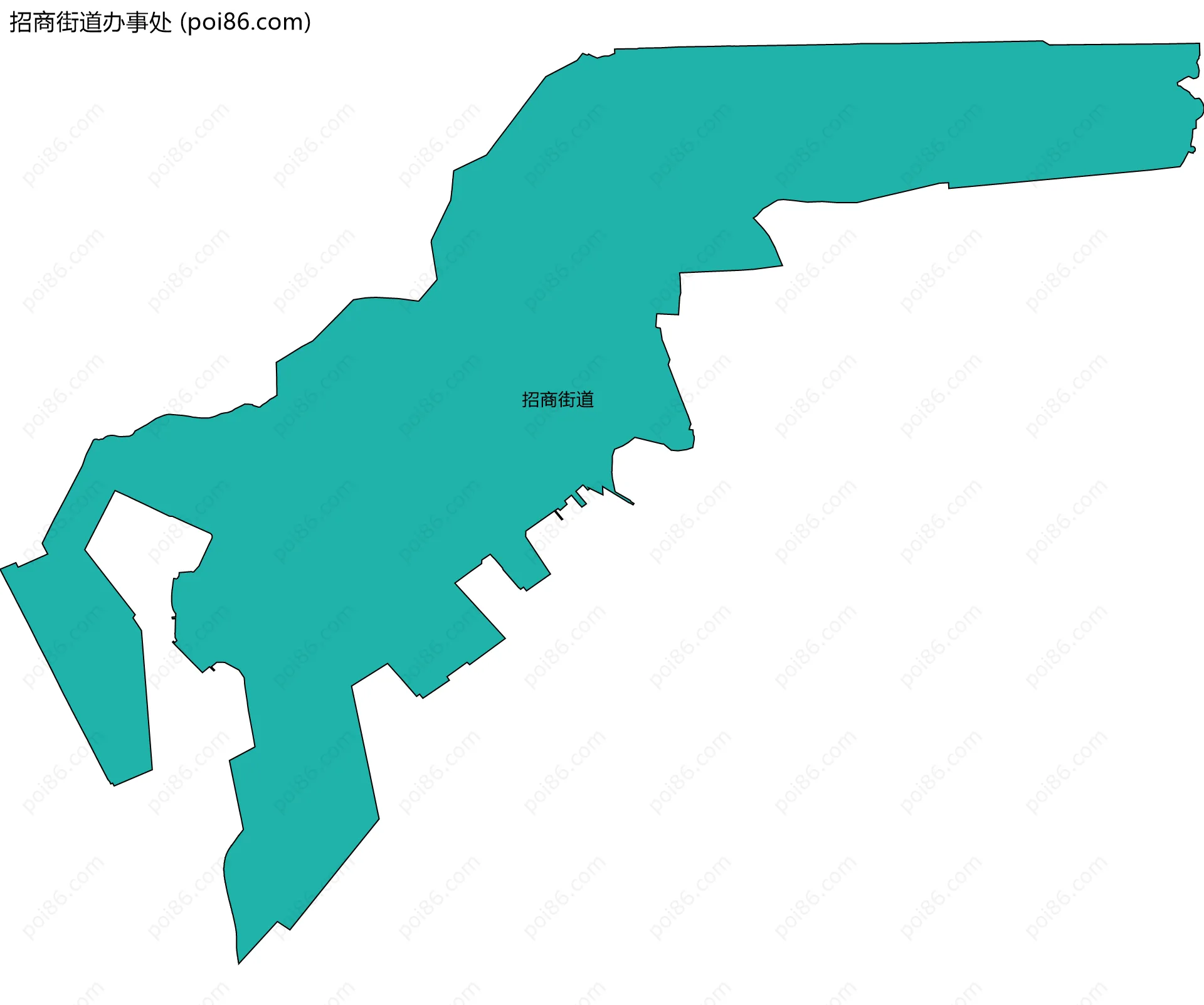 招商街道办事处边界地图(五级行政区划)